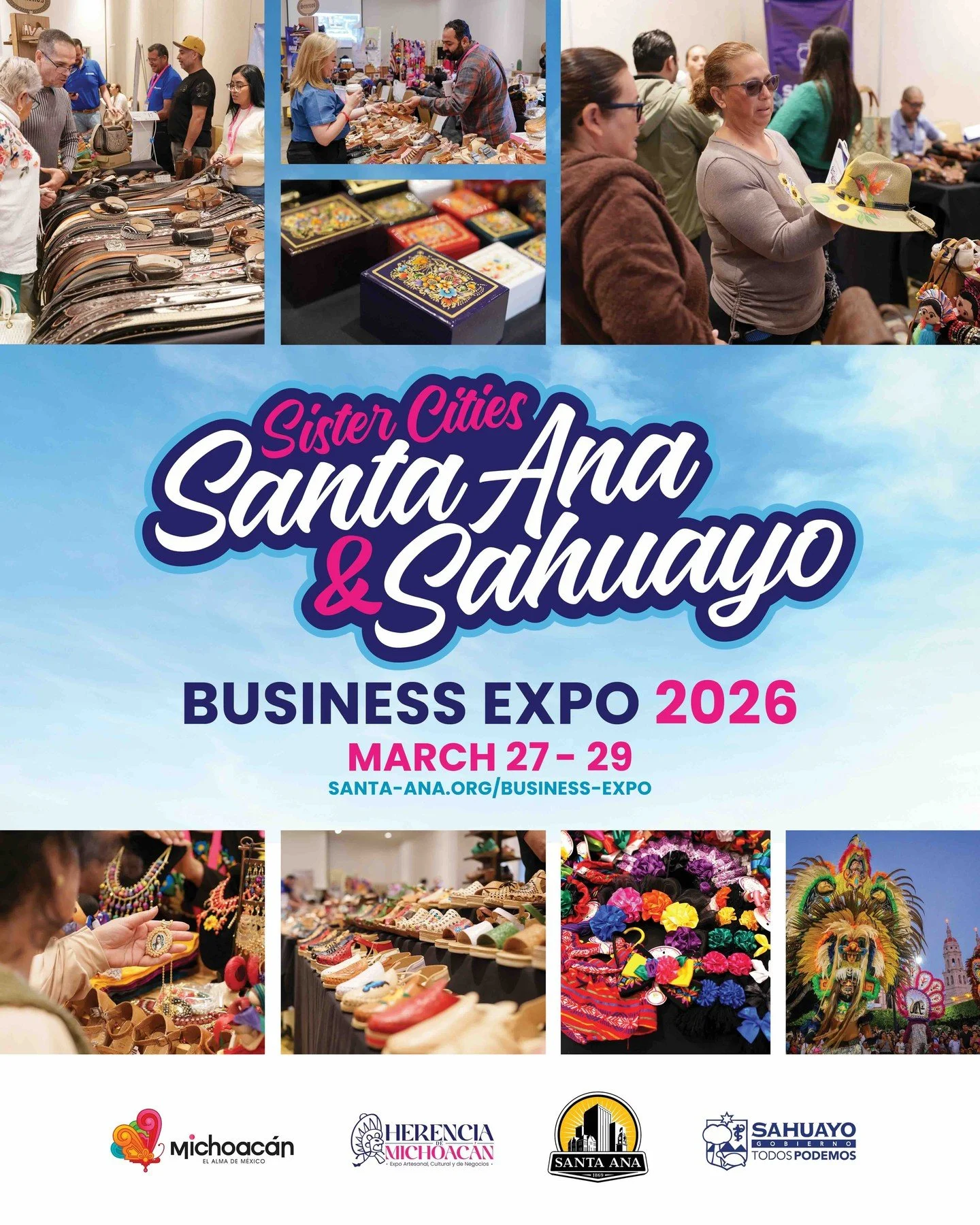 Connect and collaborate at the Sister Cities Santa Ana &amp; Sahuayo Business Expo 2026! 🌎✨ 

Join @cityofsantaana for a 3-day international event bridging business opportunities between Santa Ana, California and Sahuayo, Michoac&aacute;n 🤝 Discove