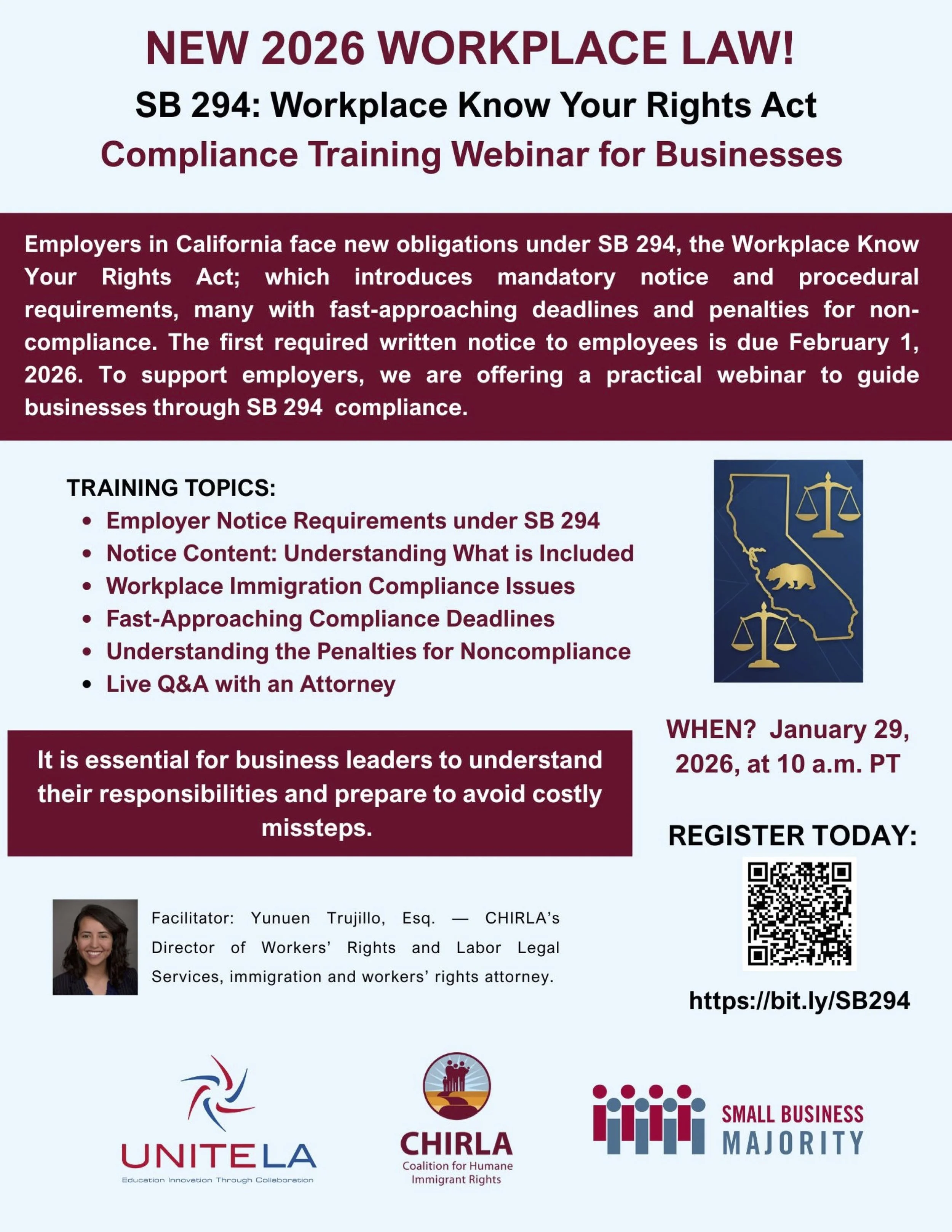 SB 294: Workplace Know Your Rights Act | Compliance Training Webinar for Businesses
