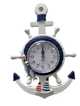 Ship Wheel Wall Clock with Sailboat Accents