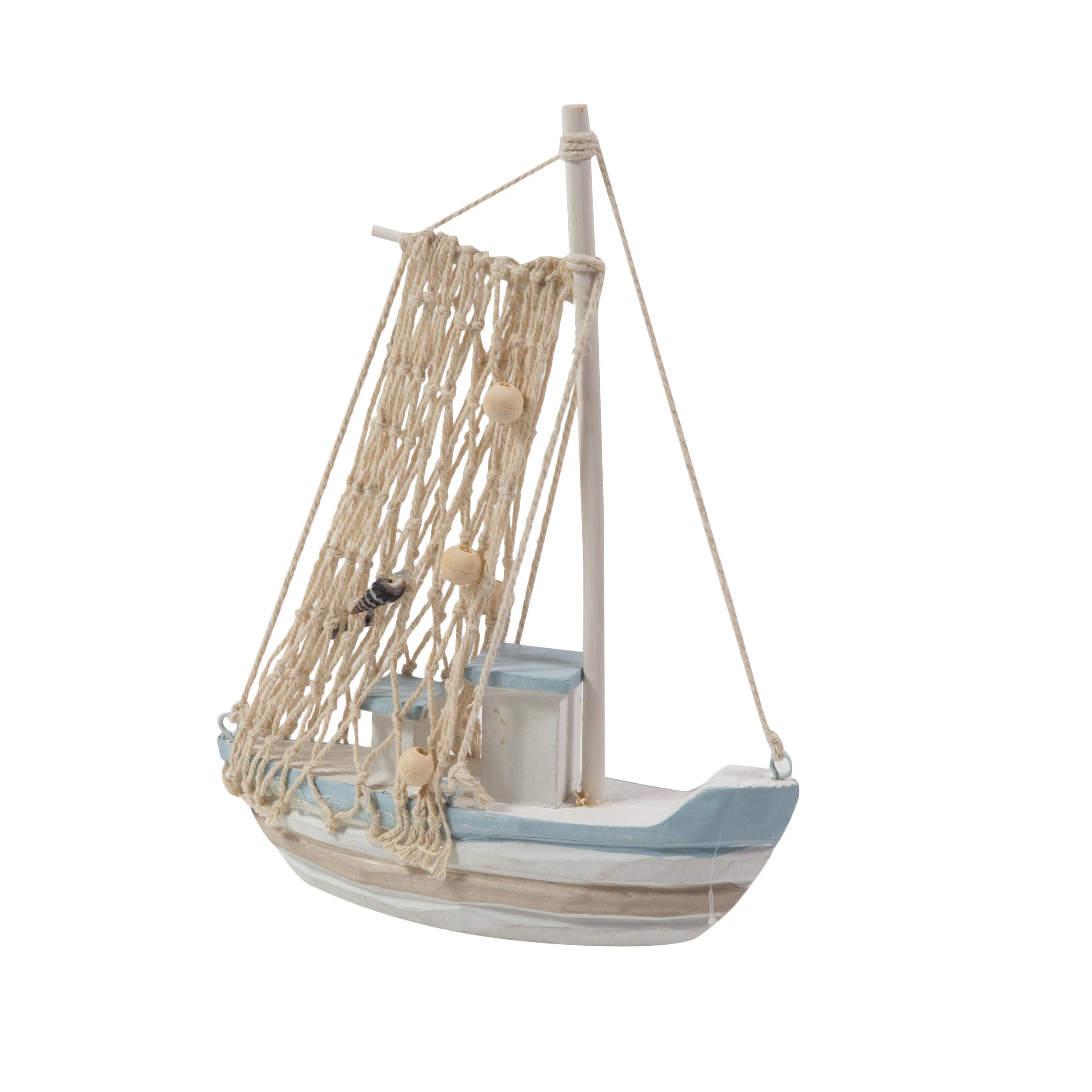 Nautical Fishing Sailboat Model - Lt. Blue & White