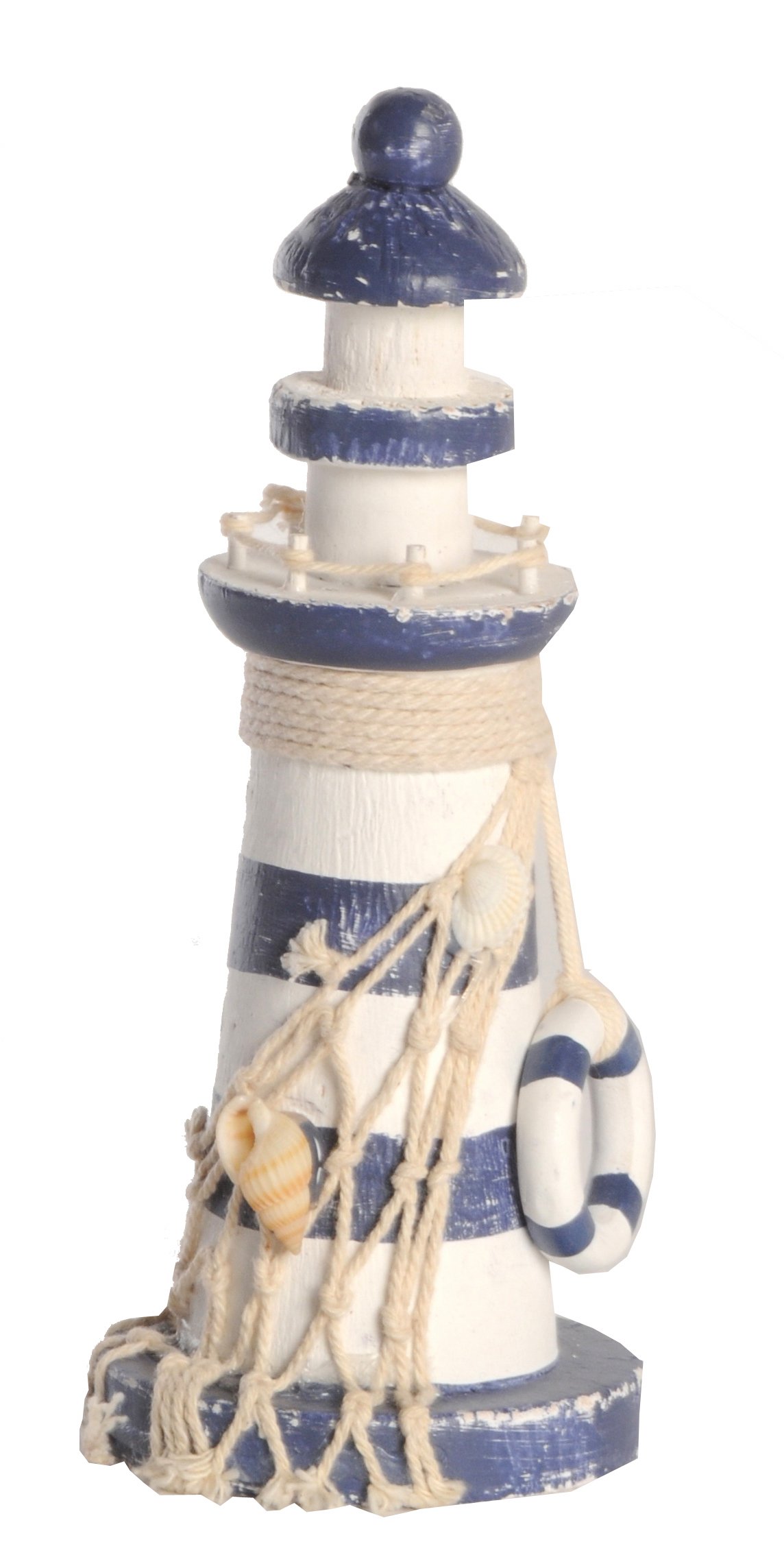 Nautical Lighthouse Decor with Blue Stripes and Buoy