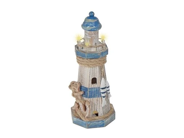 Medium Wooden LED Lighthouse with Anchor