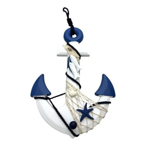 Navy Blue & White Nautical Anchor Wall Decoration