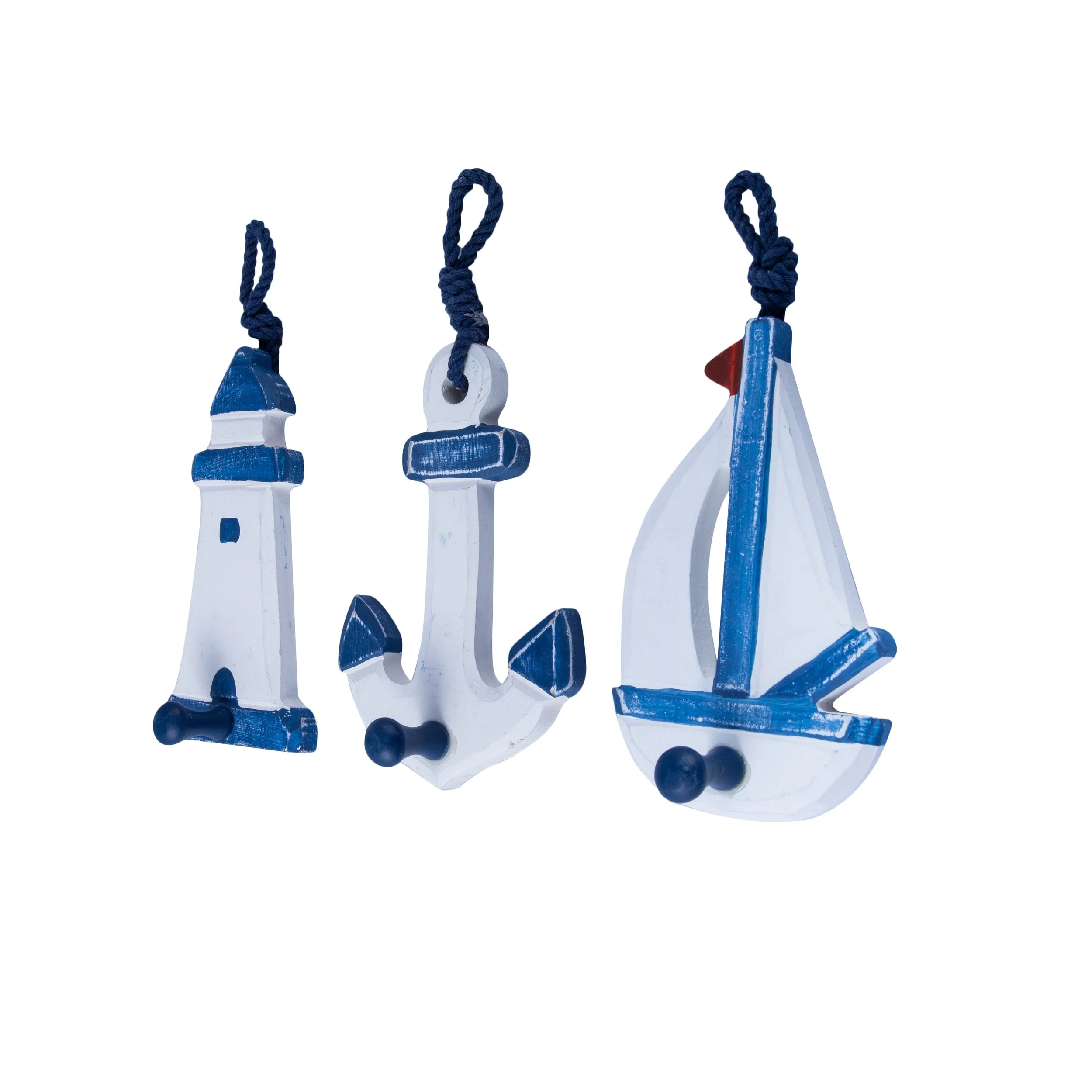 Nautical Charm Peg Set: Sailboat, Lighthouse & Anchor