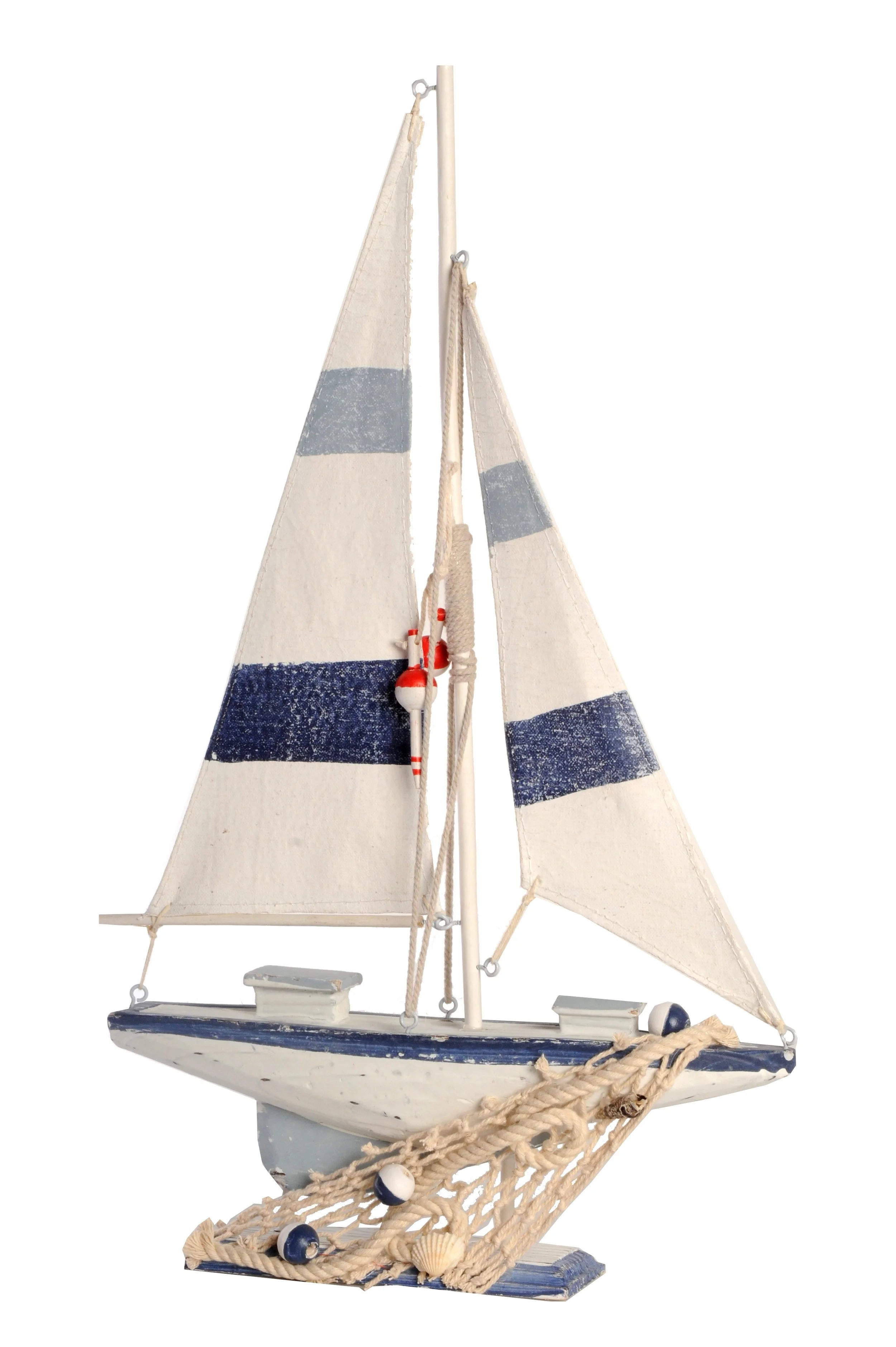 Navy & White Sailboat Decor with Net and Shells