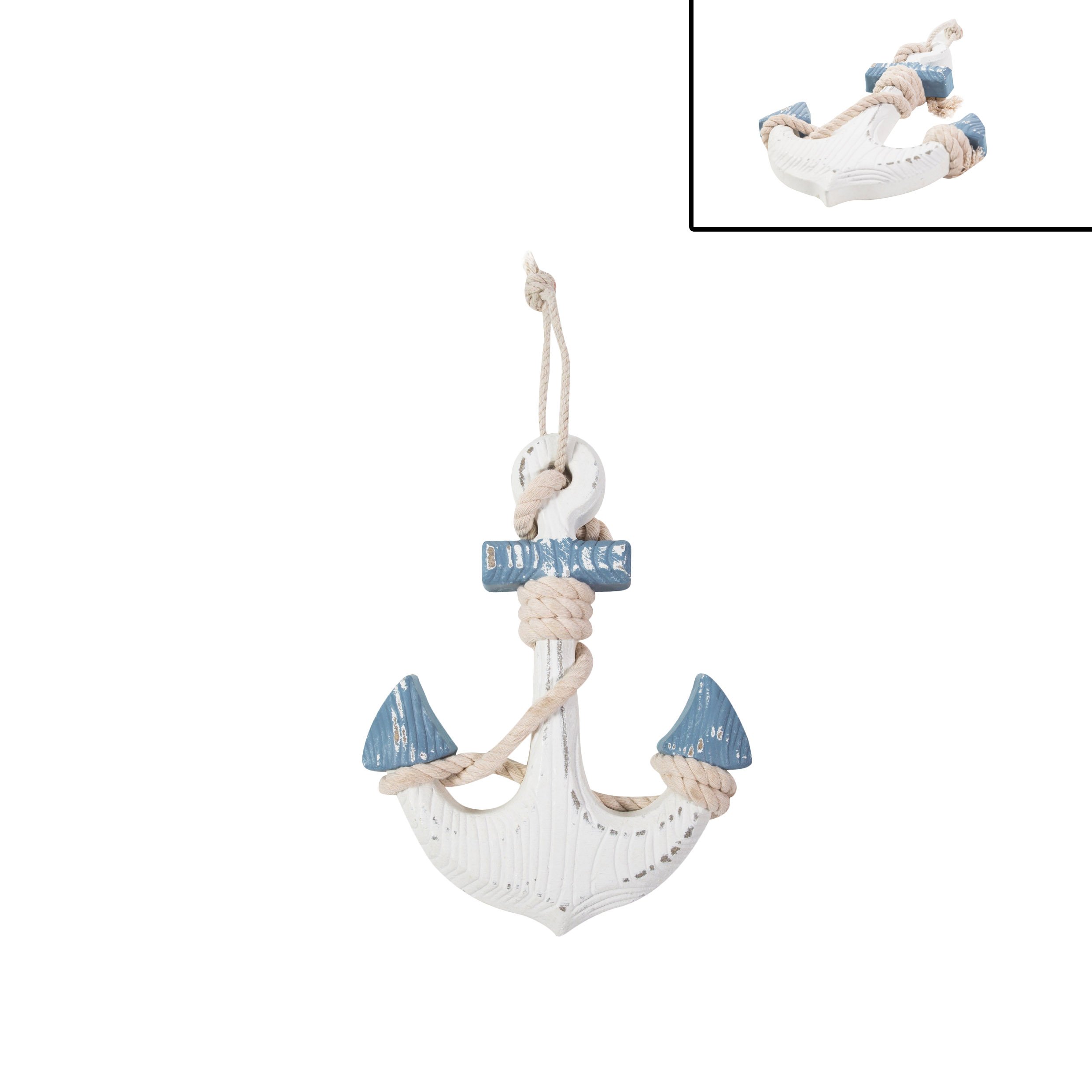 Nautical Anchor Decor with Rope and Blue Tips