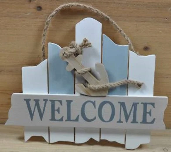 Nautical Welcome Sign with Anchor and Rope