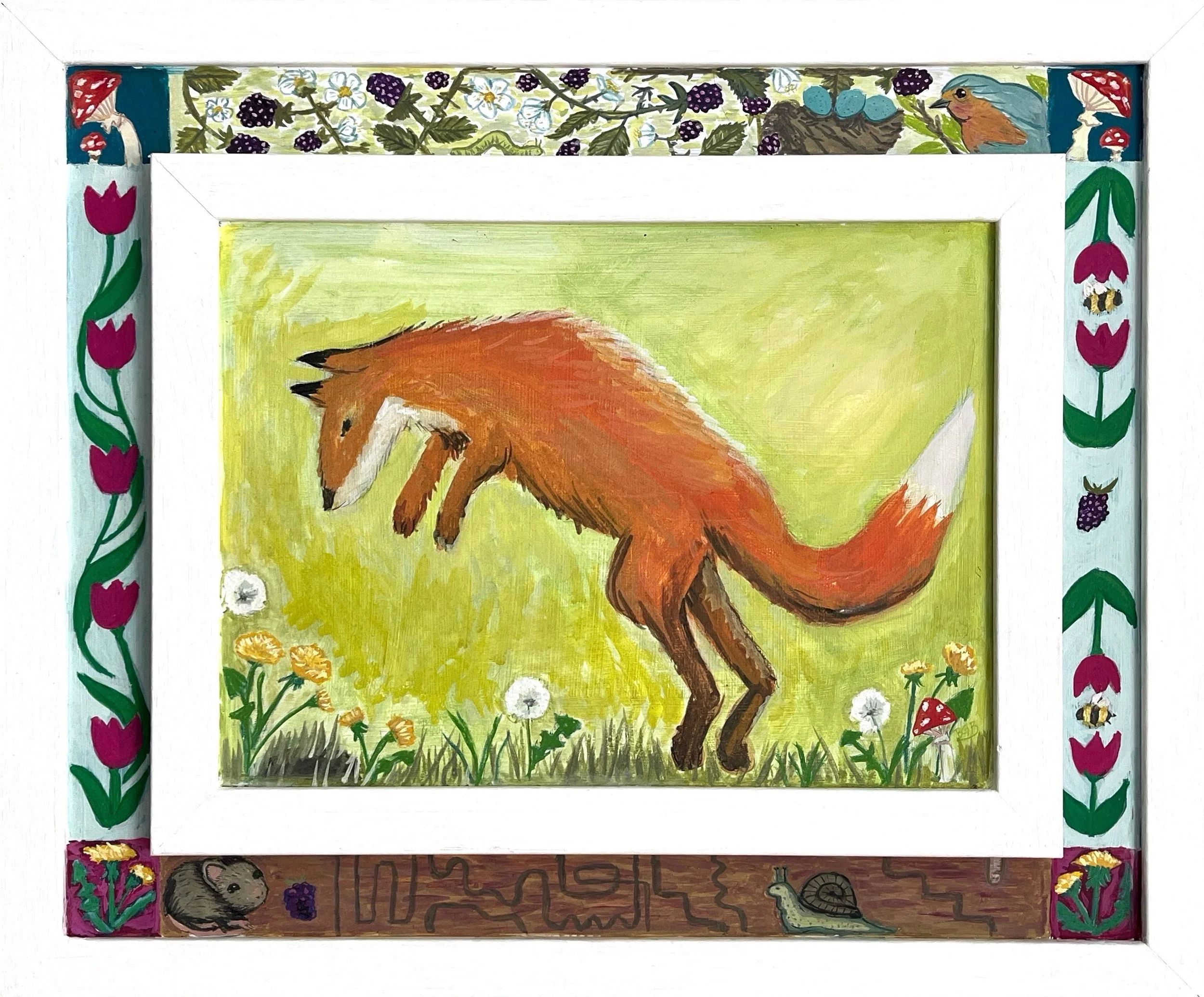 The Bounding Fox and the Circle of Life
| Gouache, 23x19. $1,100