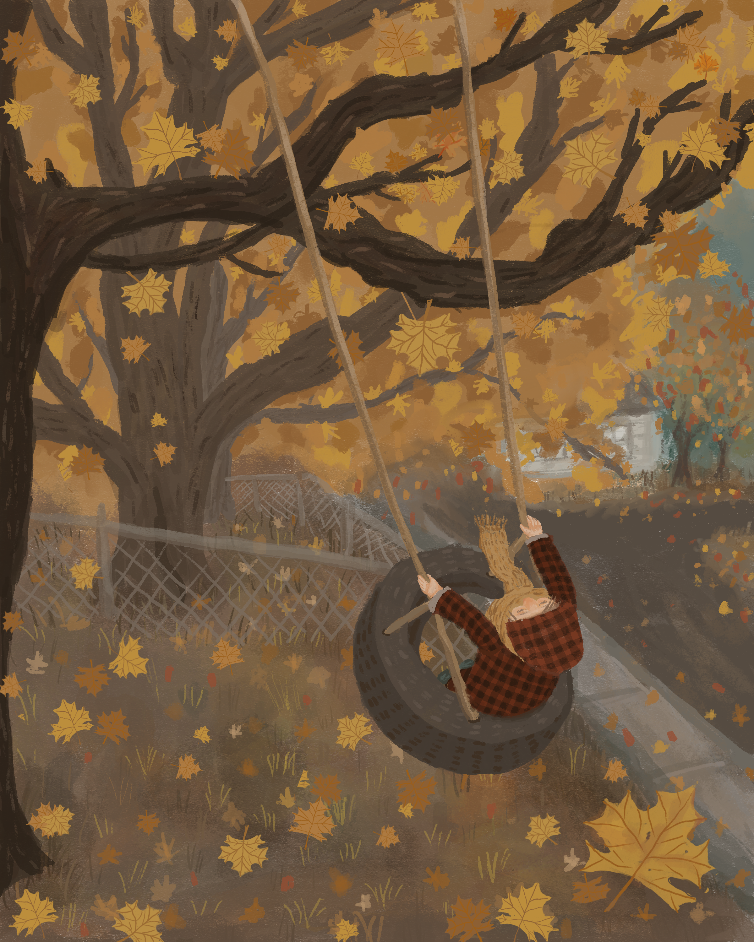 Digital Painting - Tire Swing Fall