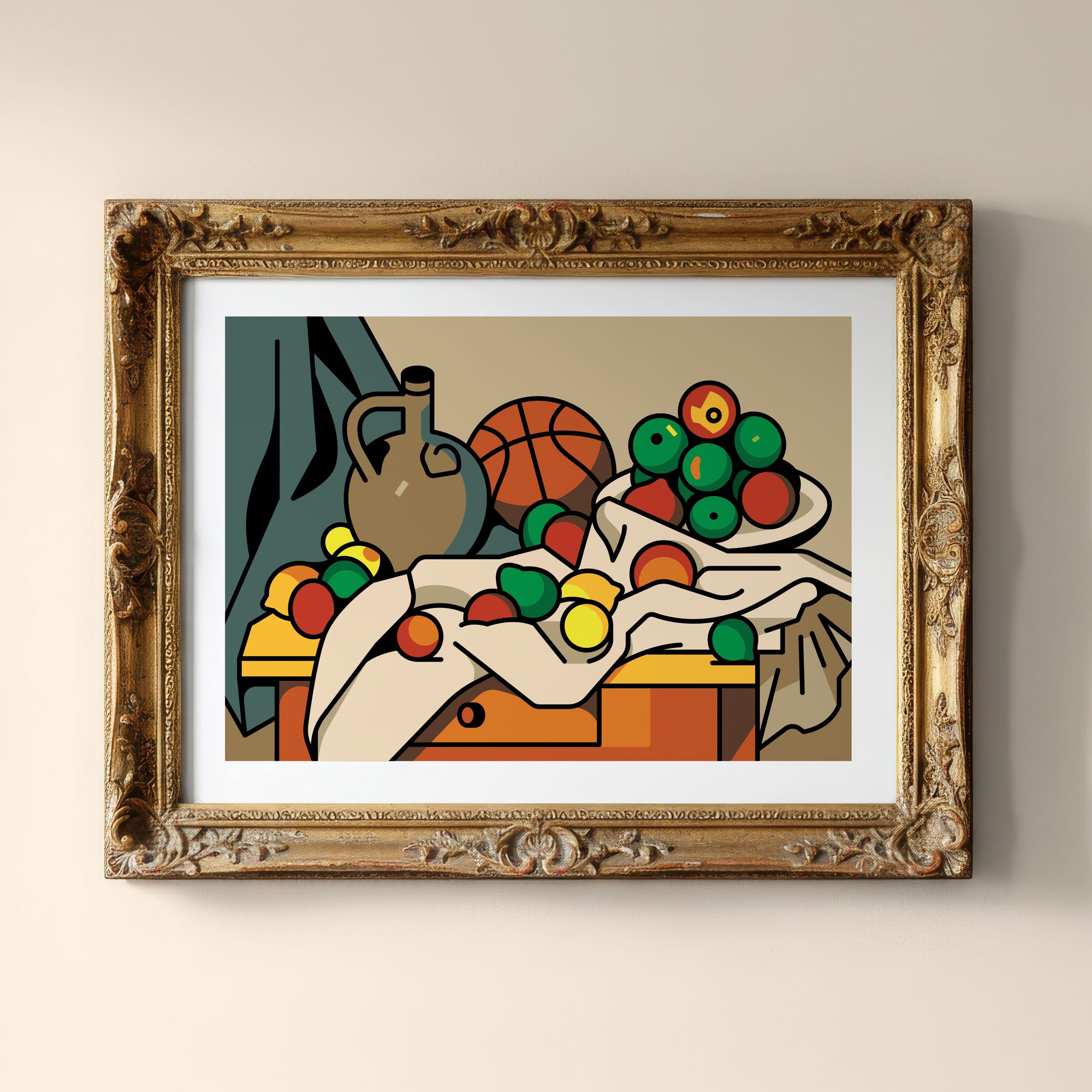 Curtain, Jug Fruit and Basketball