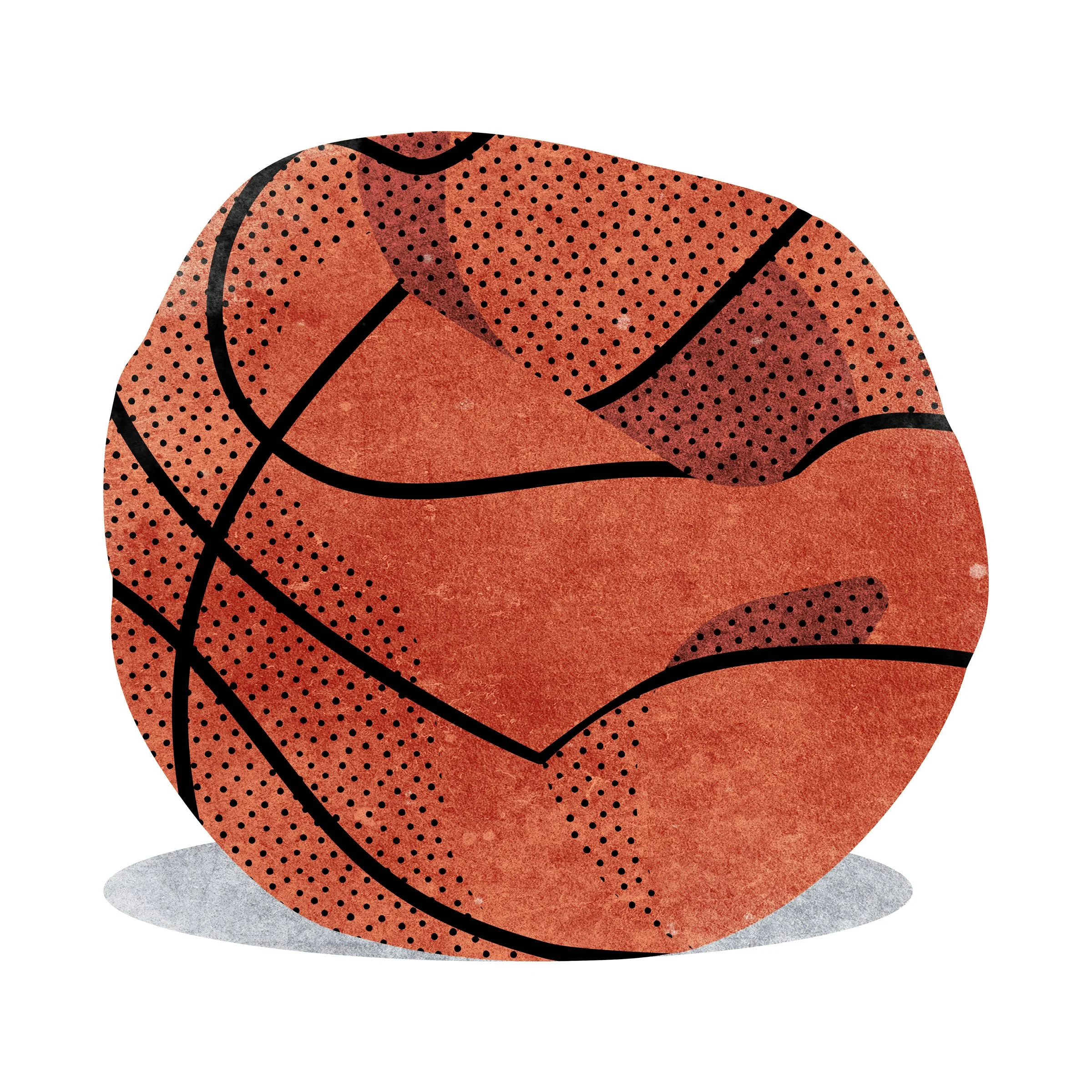 Illustration of a deflated basketball.