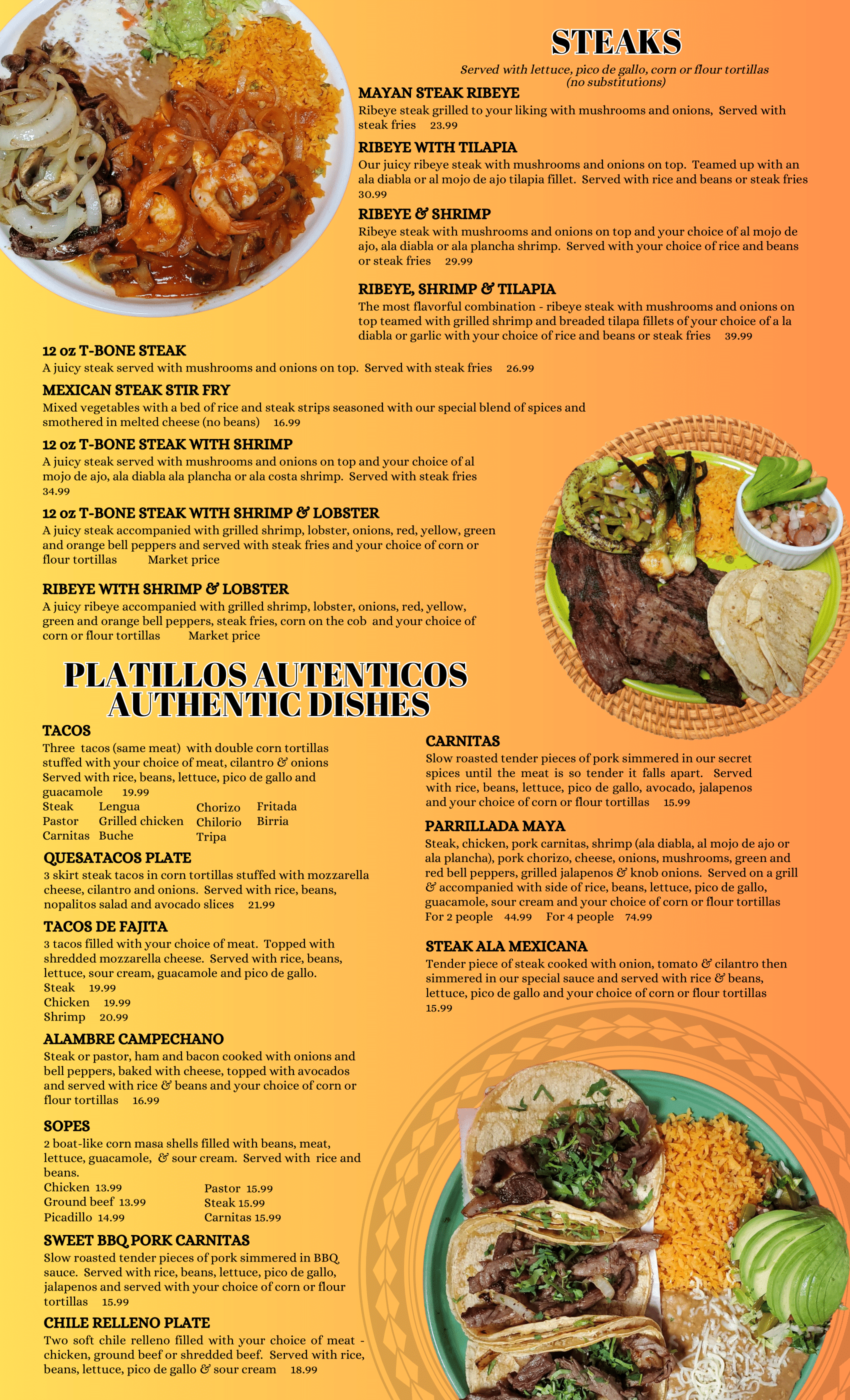 Our Menu — Riviera Maya Mexican Bar & Grill
