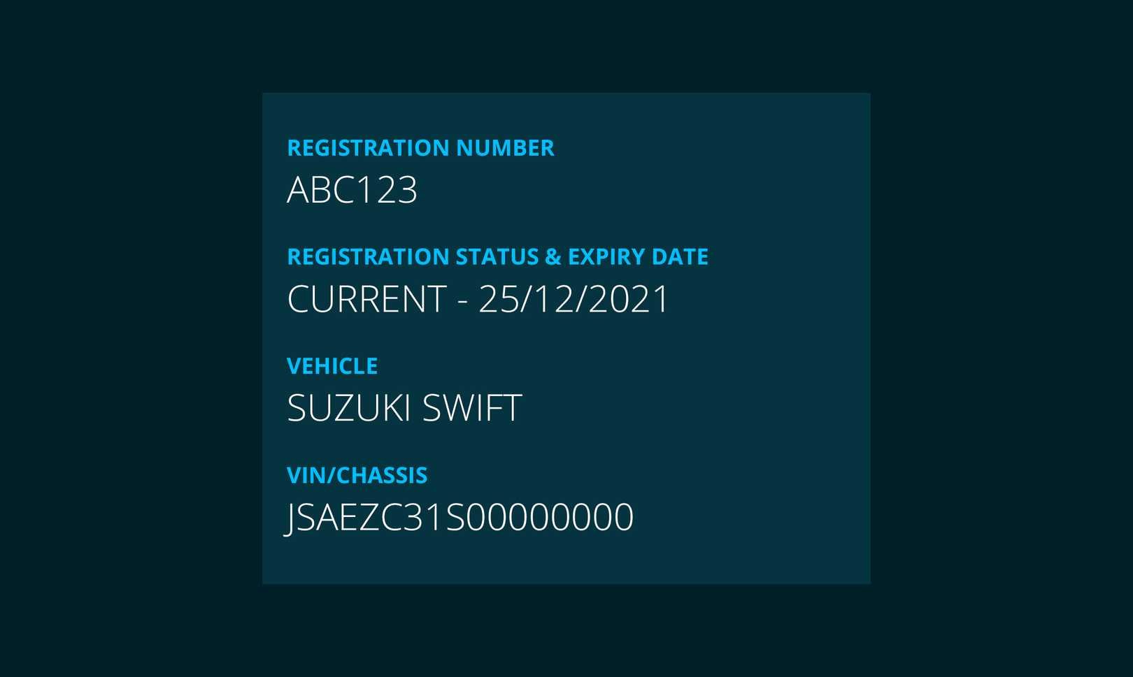 Vehicle Registration Status and Expiry