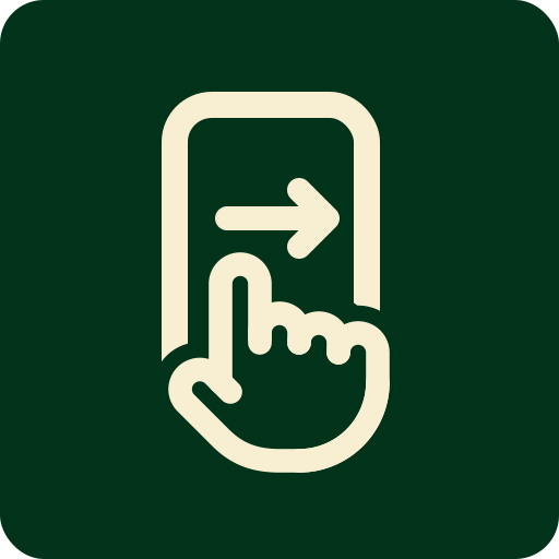 Icône de main qui glisse sur un téléphone, symbole de navigation mobile