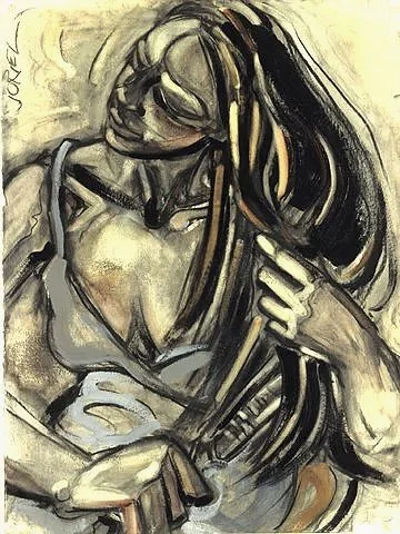 "Lorena" 30" x 22"  Oil, charcoal on paper