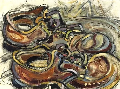 "Dan's Shoes"  22" x 30"  Oil, charcoal on paper