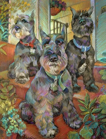 "Jasmine, Jack and Scratch"  30" x 22" Pastel 