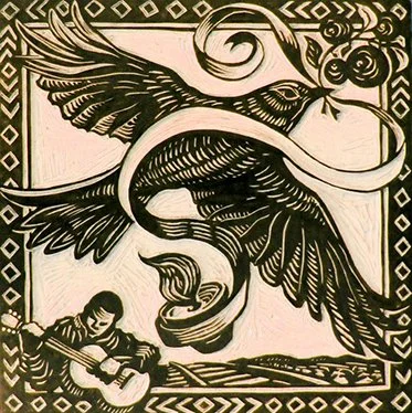 Linocut for "28 Deportees" 12" x 12"  Memorial Poster 
