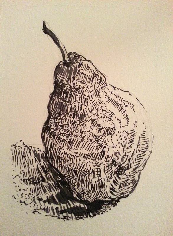 "Pear sketch" Ink brush pen