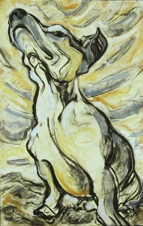 "Millie"  24" x 16"  Oil and charcoal on wood