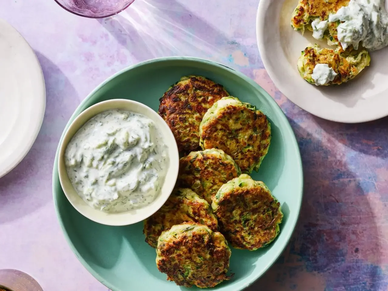 Zucchini and Feta Fritters with Yogurt Sauce