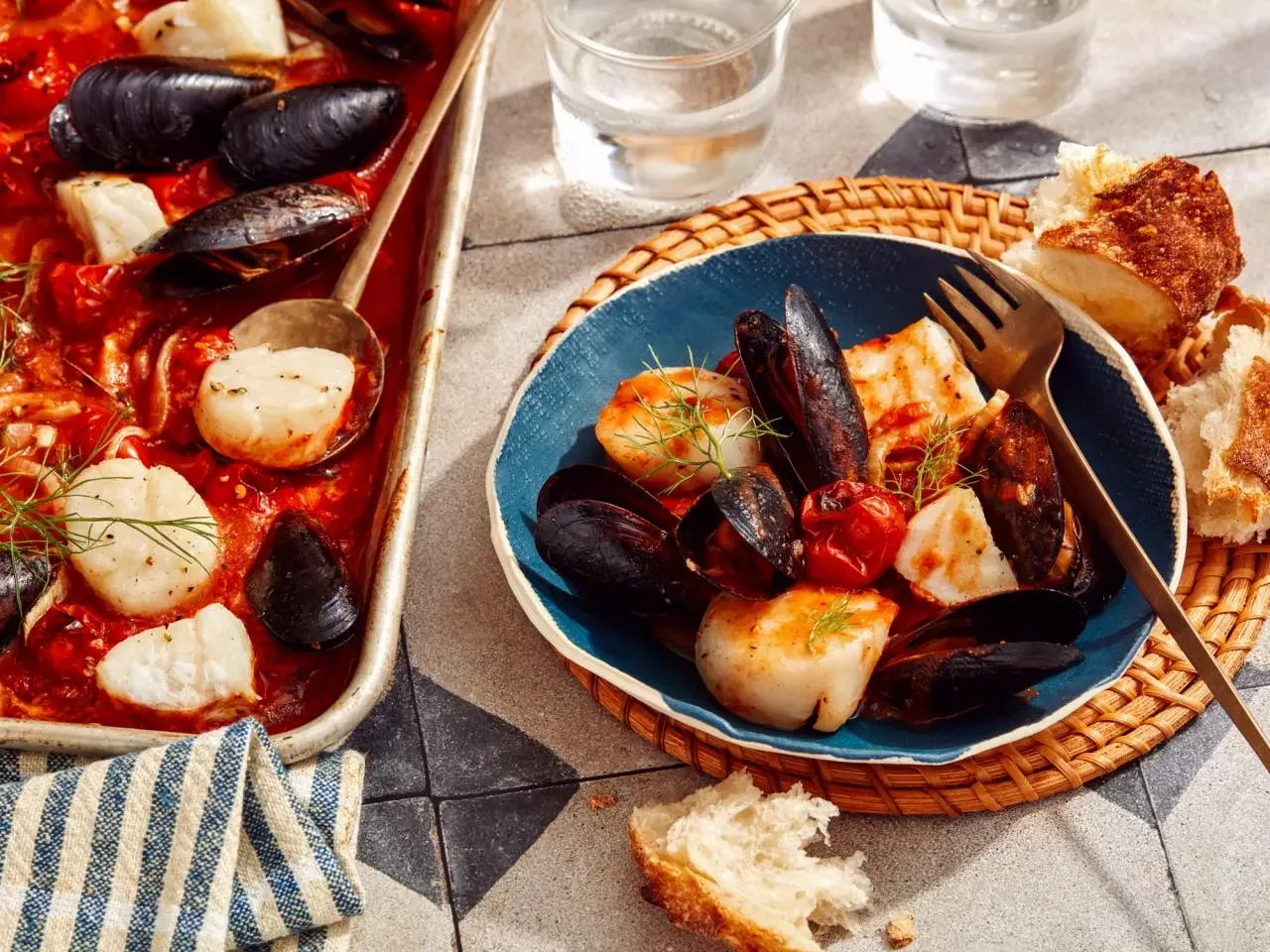 Baked Seafood with Cherry Tomatoes