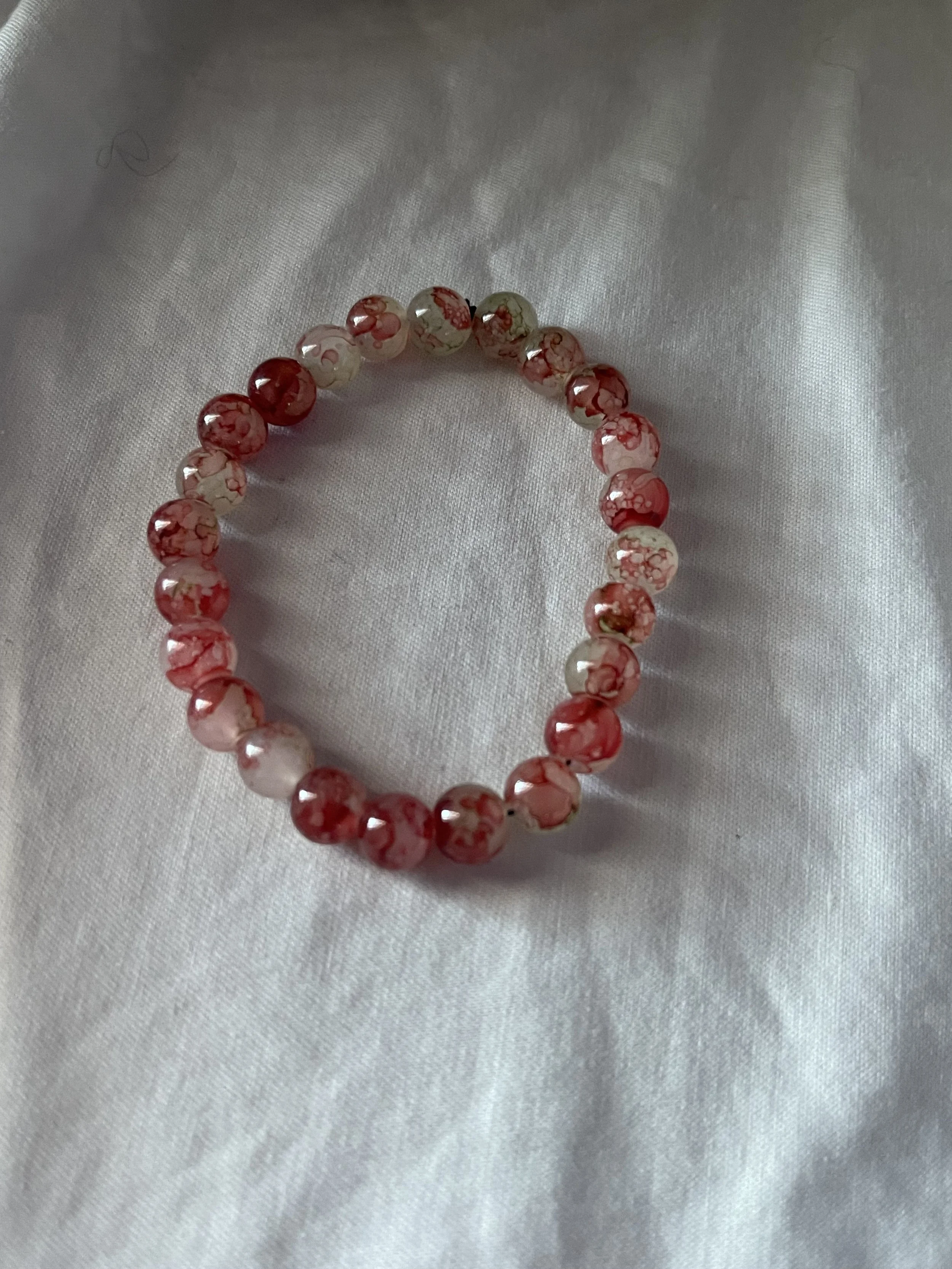 Red marble beaded bracelet