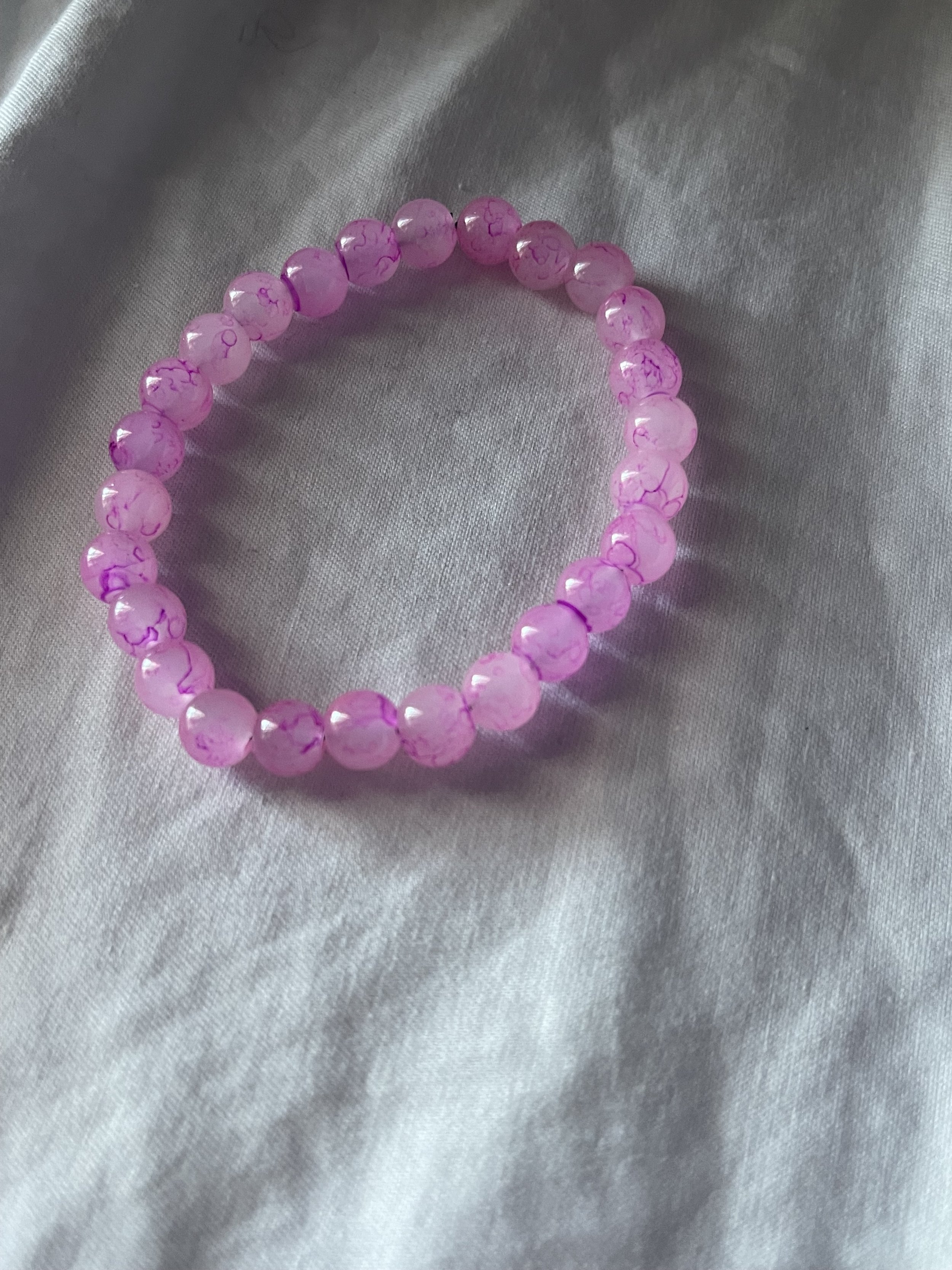 Pink purple marble beaded bracelet