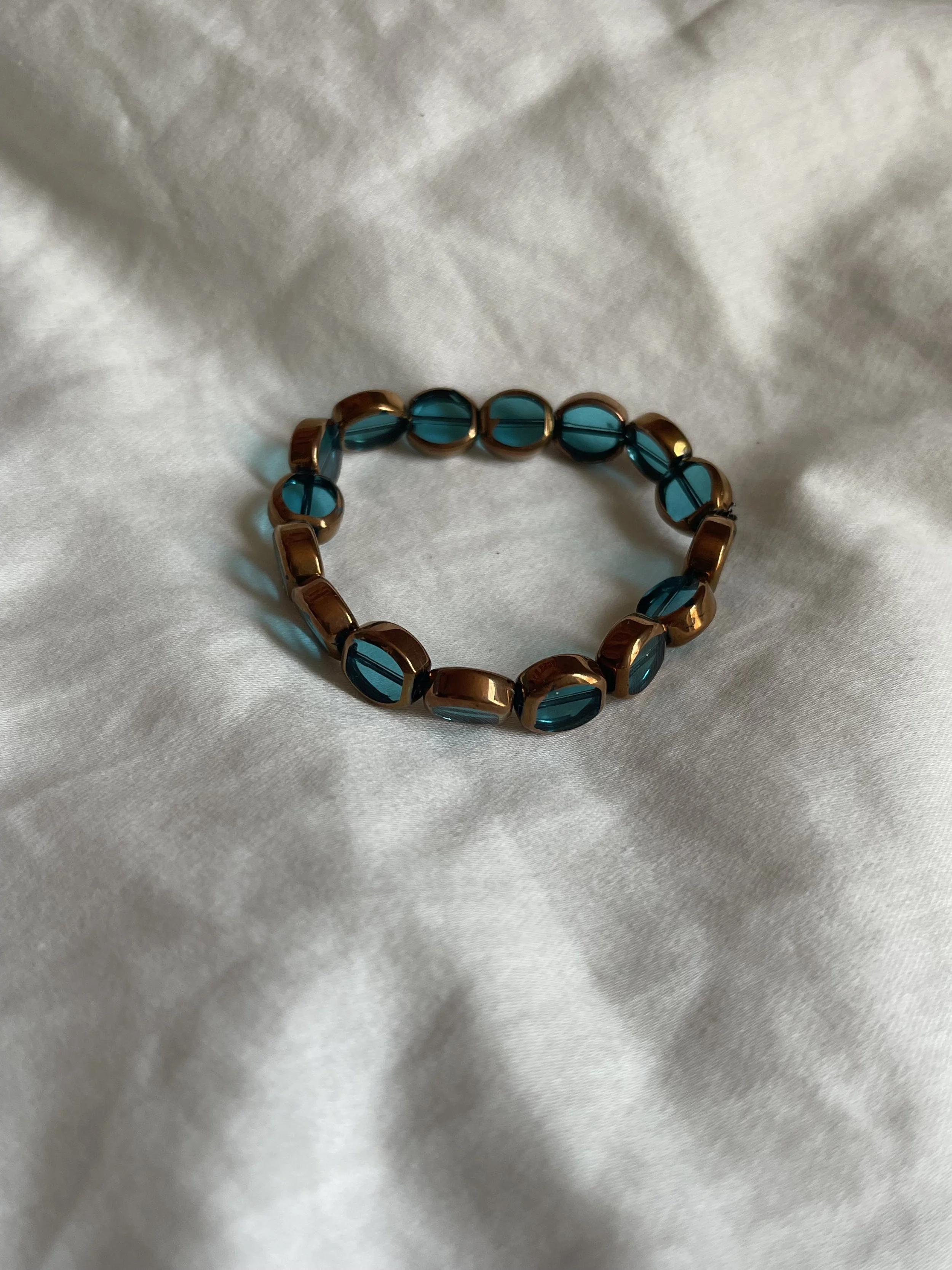Blue dime beaded bracelet