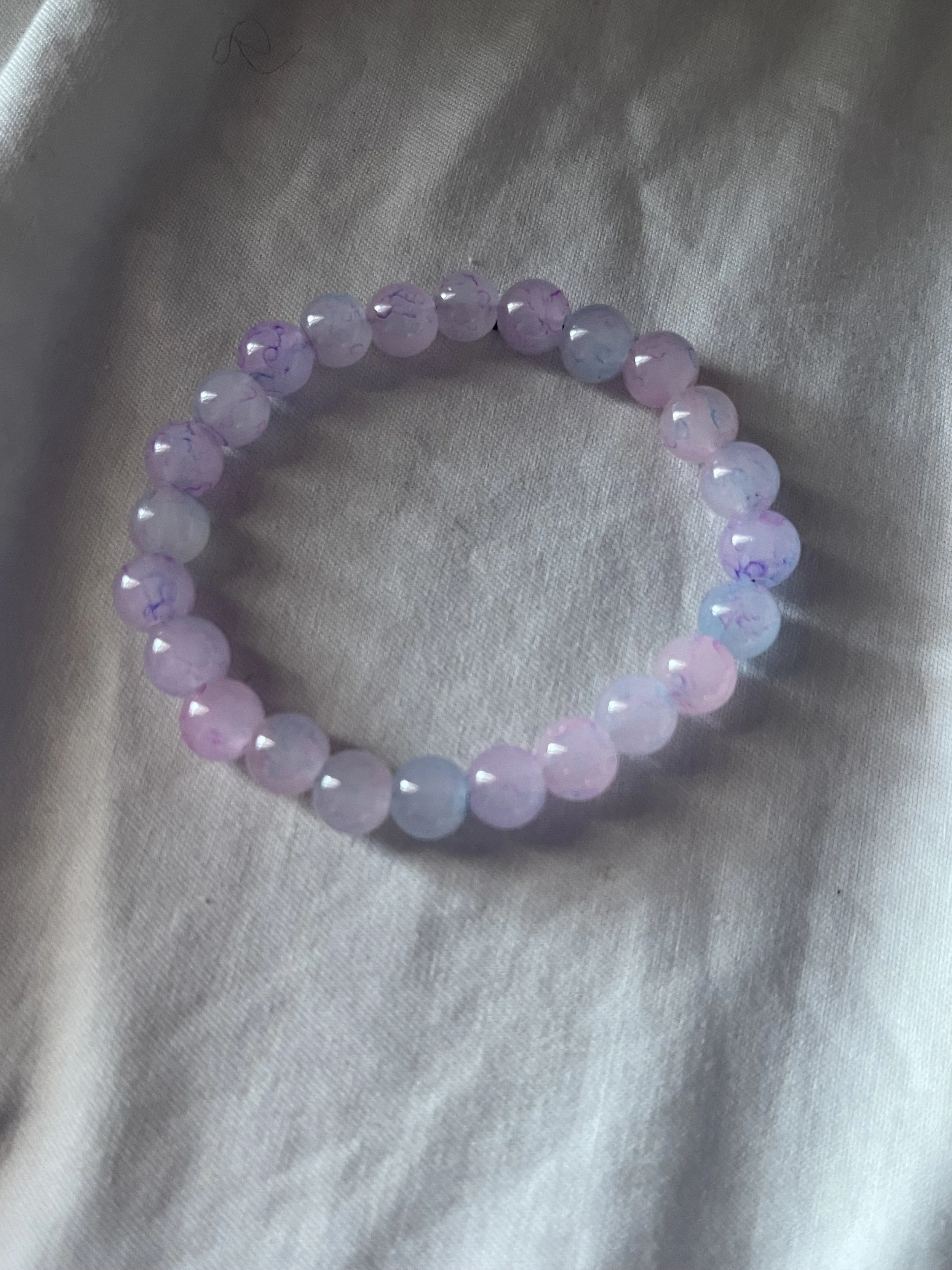 Cotton candy marble beaded bracelet