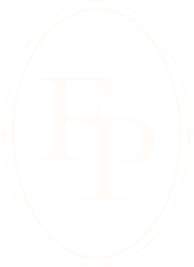 A black and white logo with the letters 'F' and 'P' inside an oval outline.