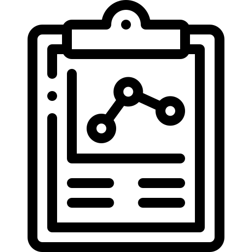 design and planning icon, form on clipboard with writing and graphs