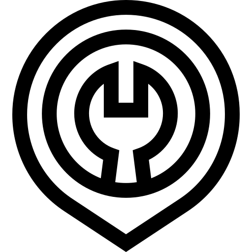final walkthrough icon, location symbol with a wrench inside