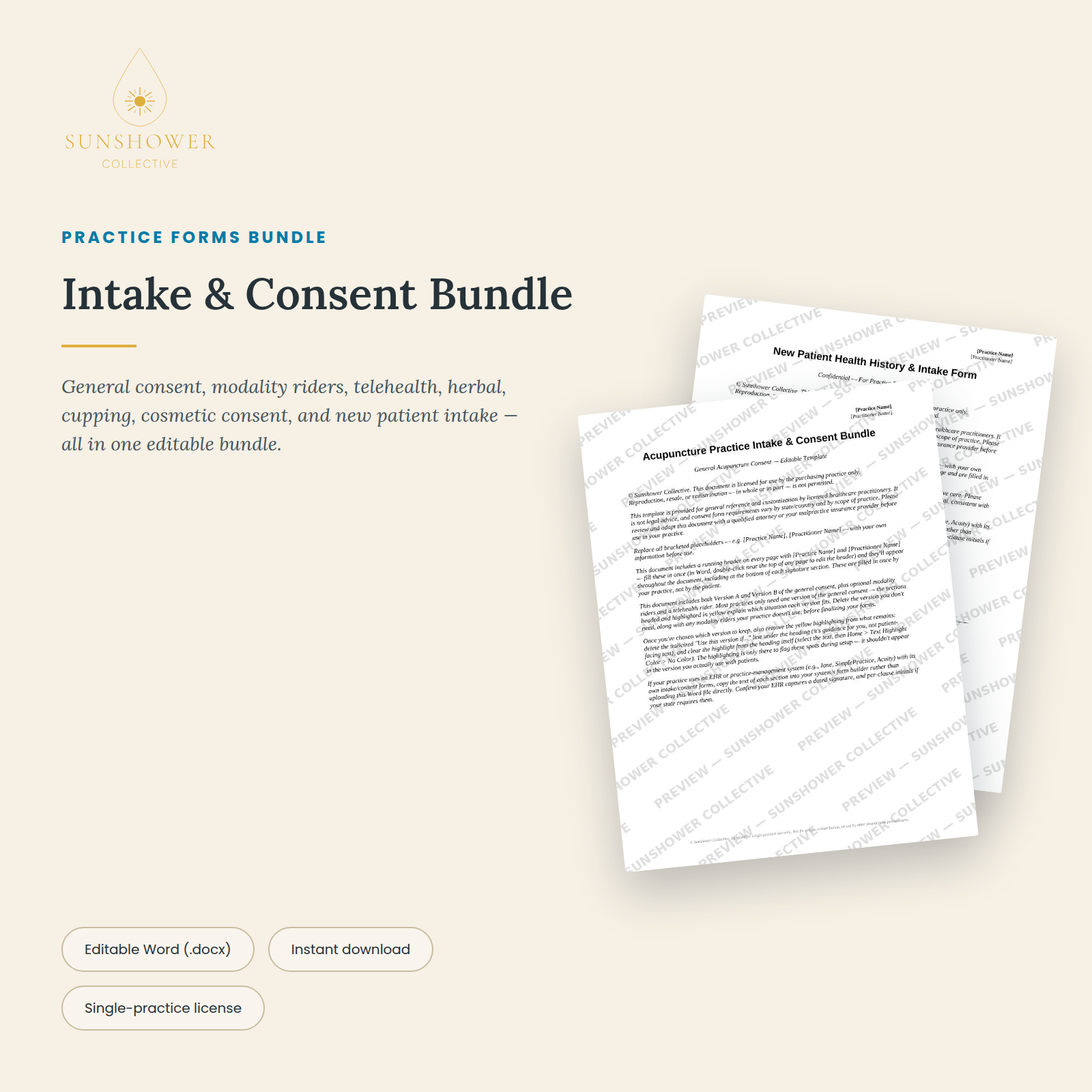 Complete Acupuncture Intake and Consent Bundle