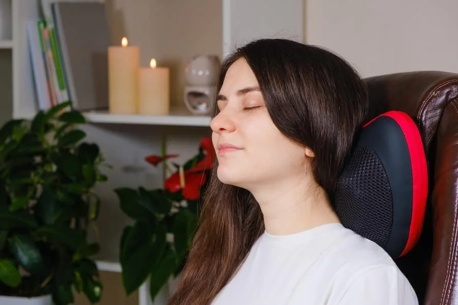girl with eyes closed