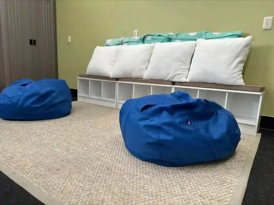 Two bean bag chairs in a room