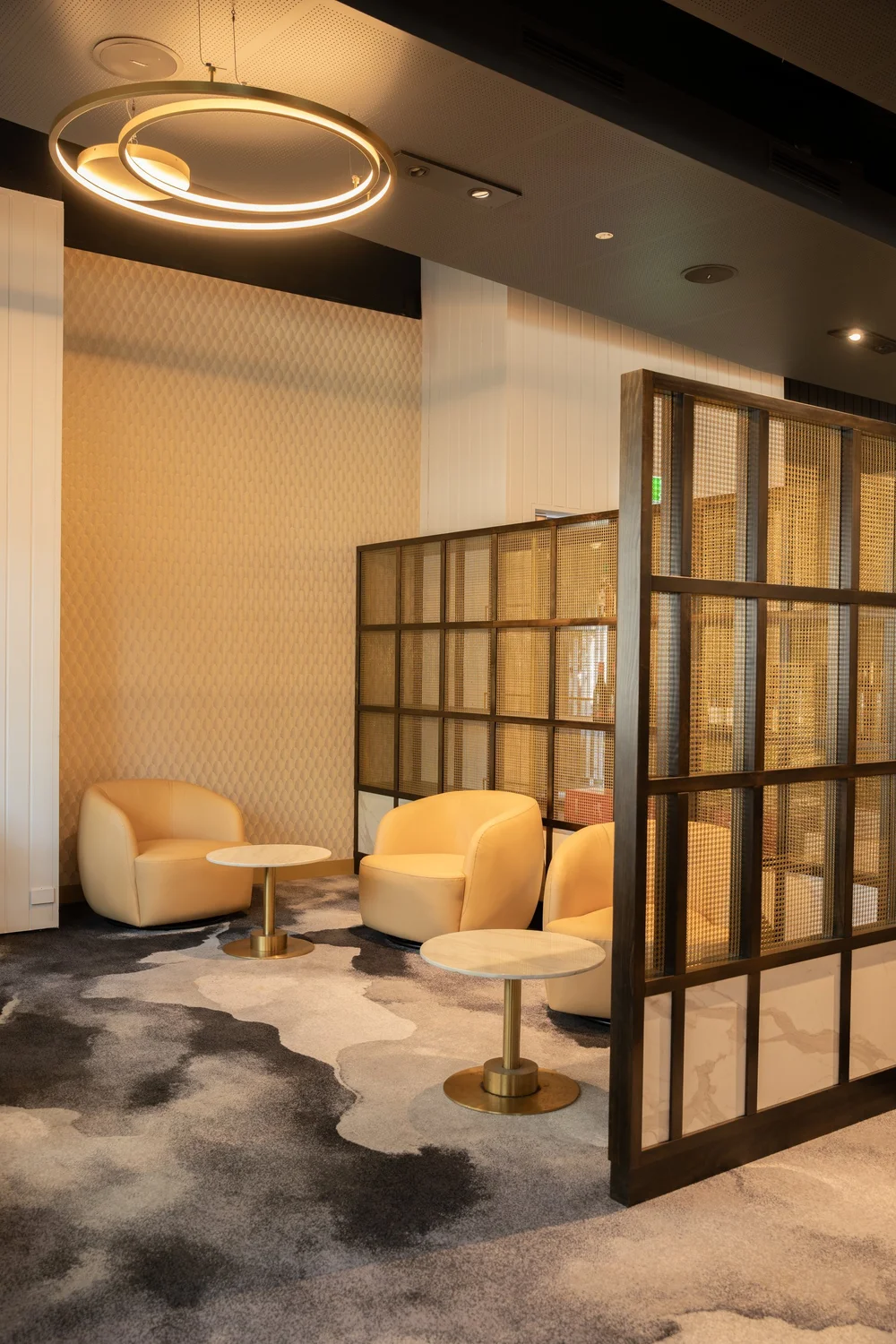 Wine cabinet and lounge chairs, The Normanby Hotel