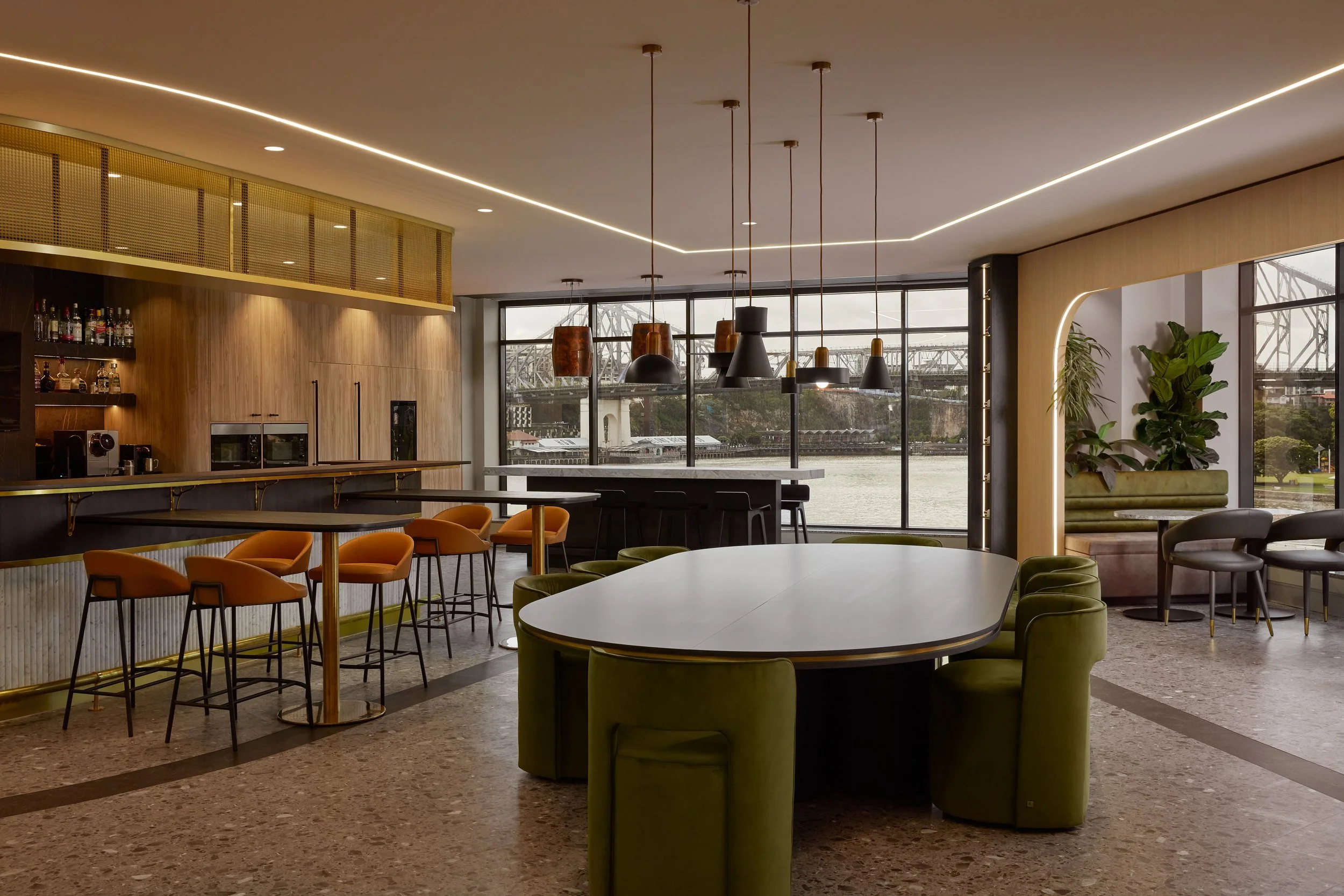 Client bar and breakout at Talbot Sayer, 175 Eagle Street, Brisbane