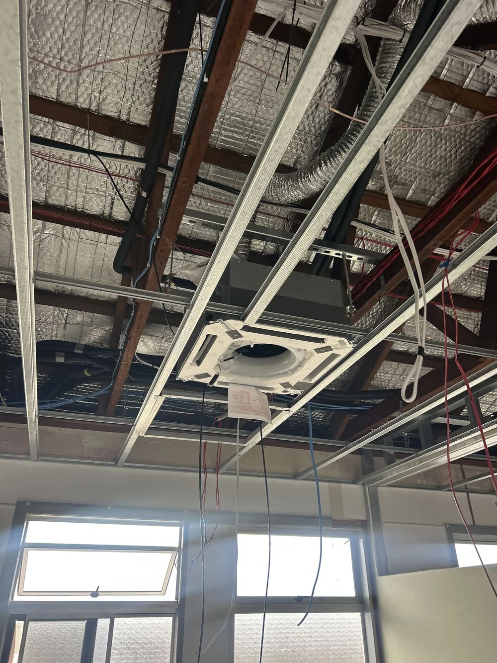 New air conditioning in the ceiling framing, The Rockhampton Grammar School