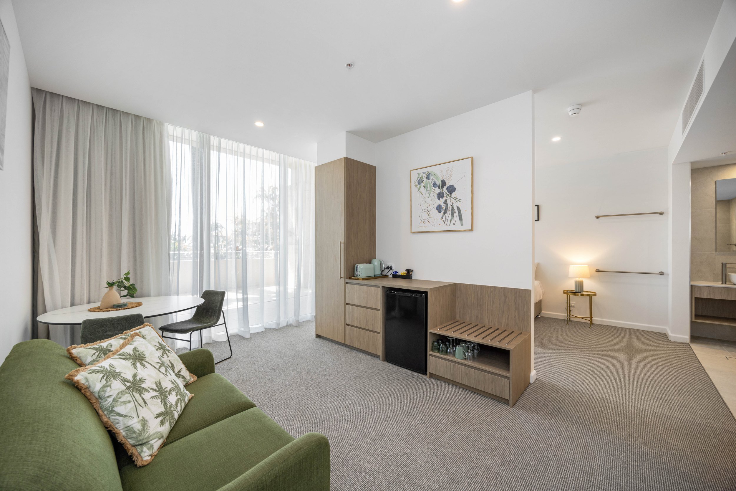 Guest room lounge and joinery, Pelican Waters Golf Resort