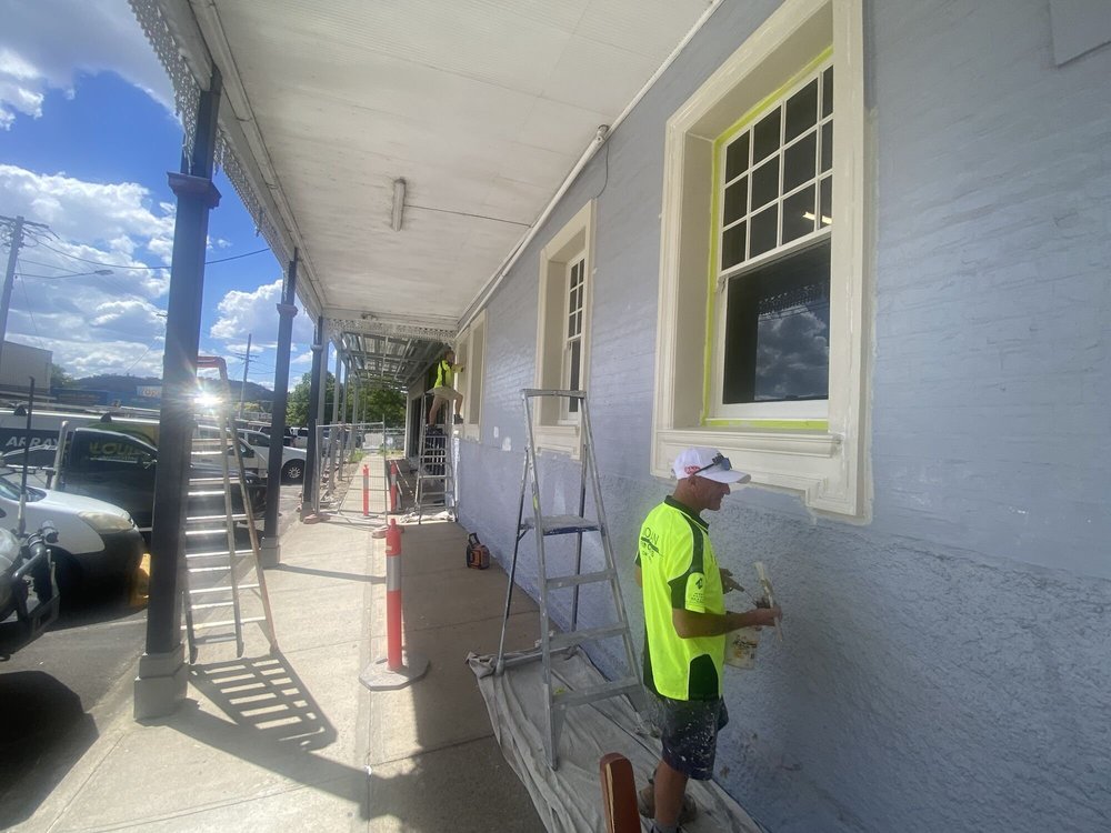 Painting outside, The Central Hotel