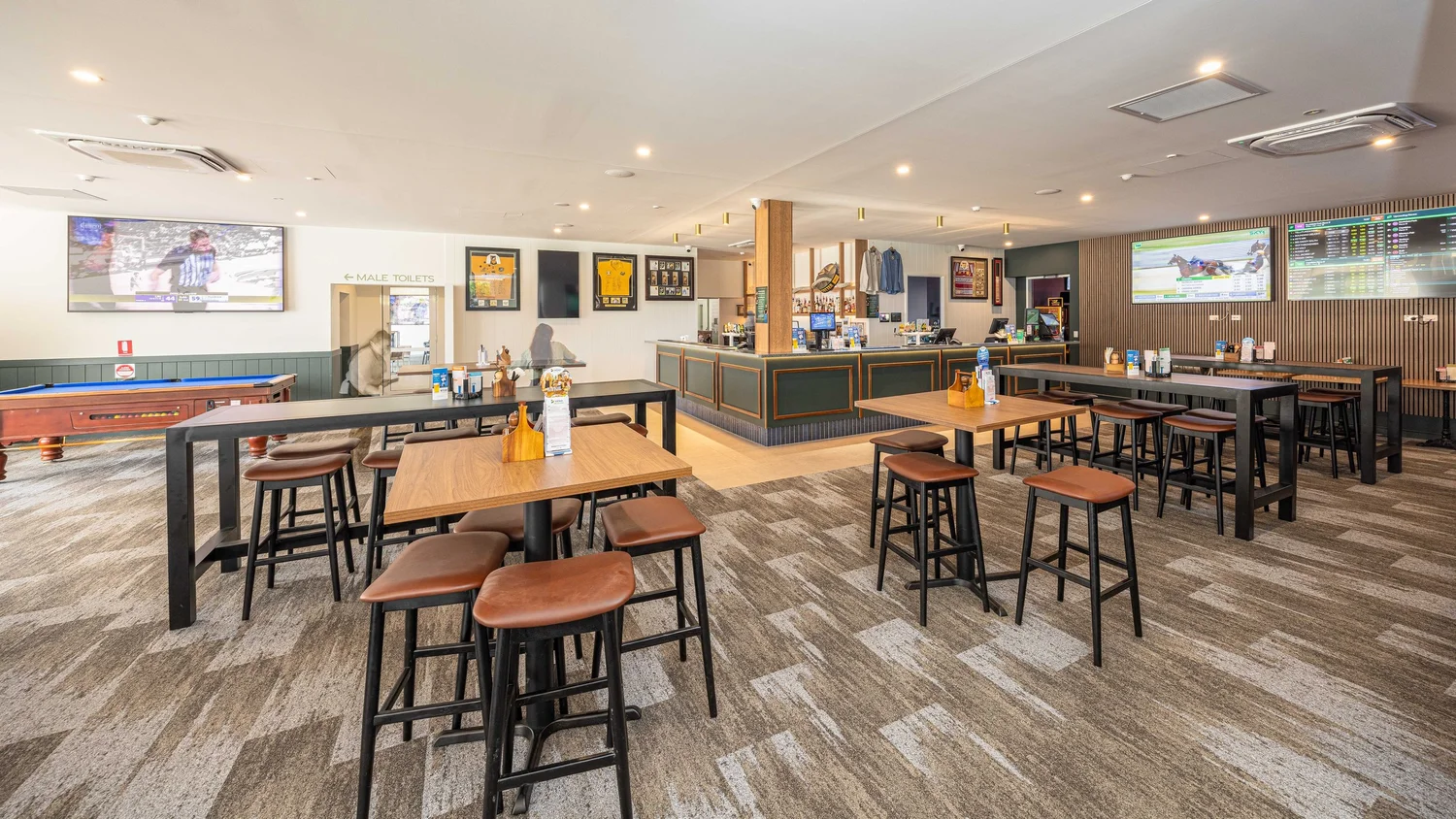 Bistro dining with timber bar front