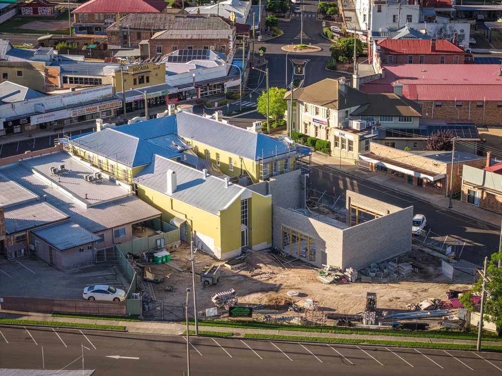 Aerial view of The Central Hotel, Stanthorpe, The Central Hotel