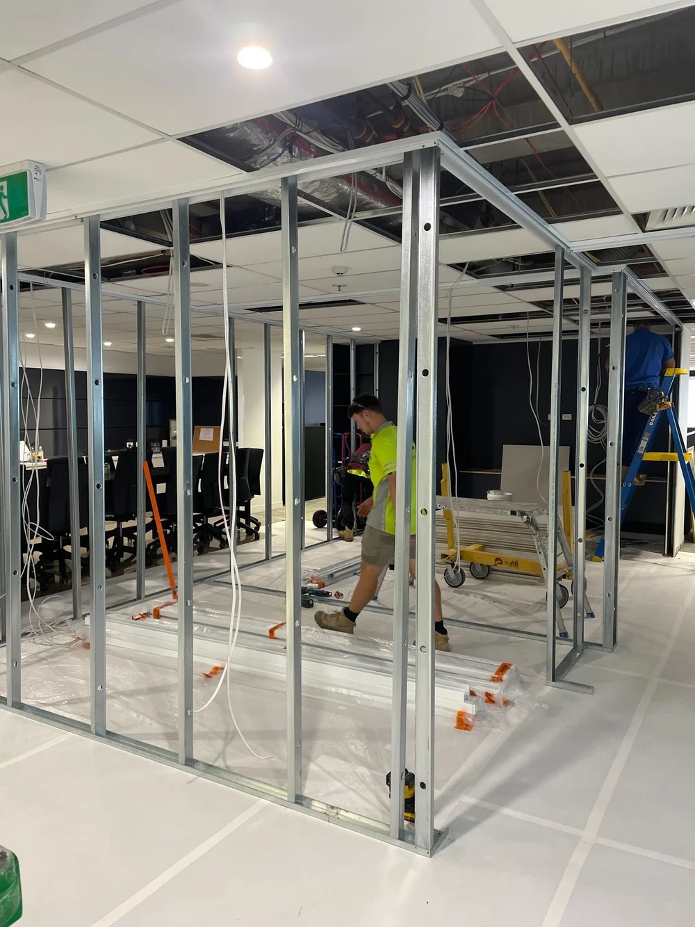 Steel stud walls set out, Council of Mayors SEQ