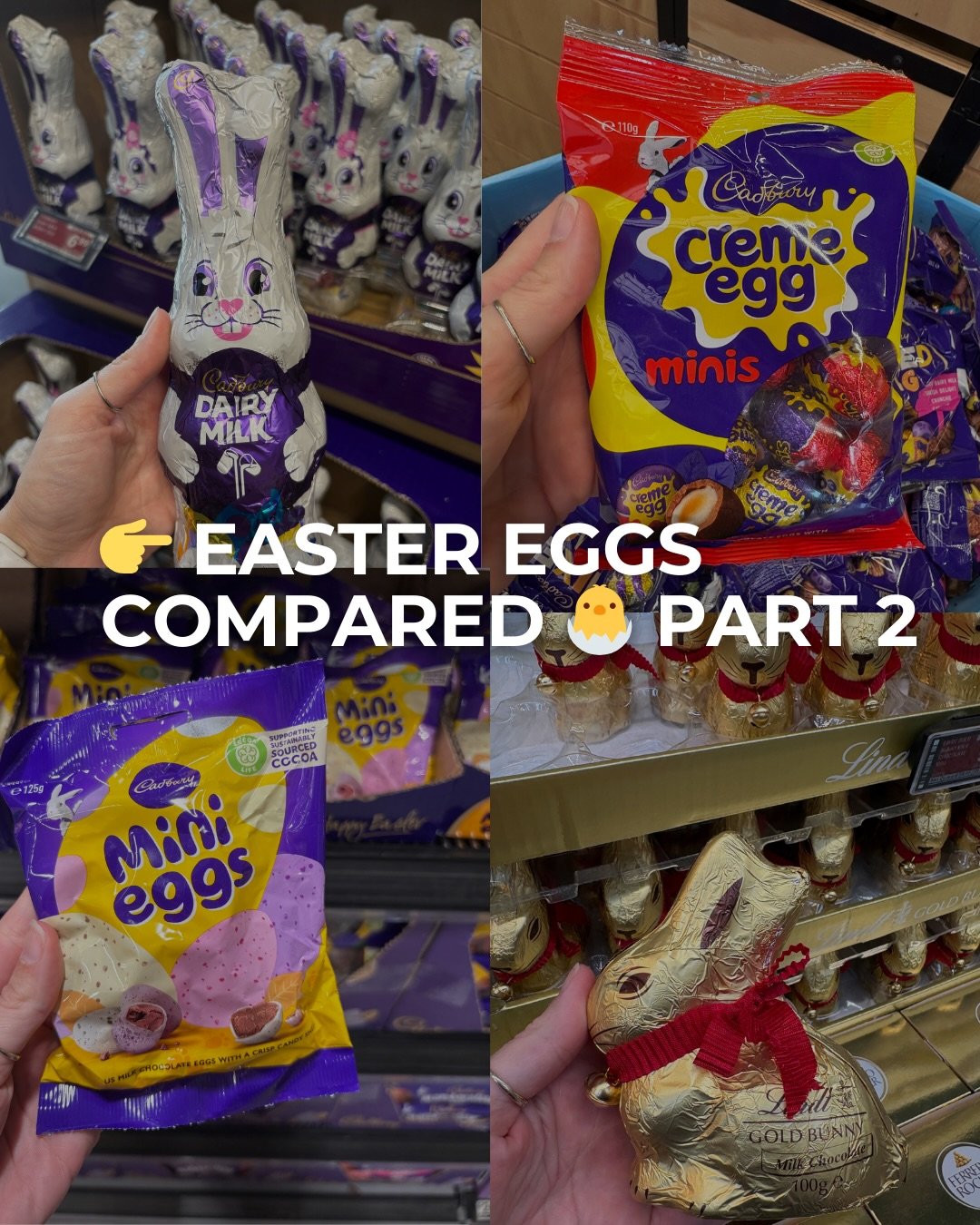 Saving you from Googling calories in the supermarket this Easter 👀

Here&rsquo;s Part 2 of the Easter egg comparison.

This isn&rsquo;t about choosing the lowest calorie option or avoiding chocolate altogether.

It&rsquo;s about understanding your c