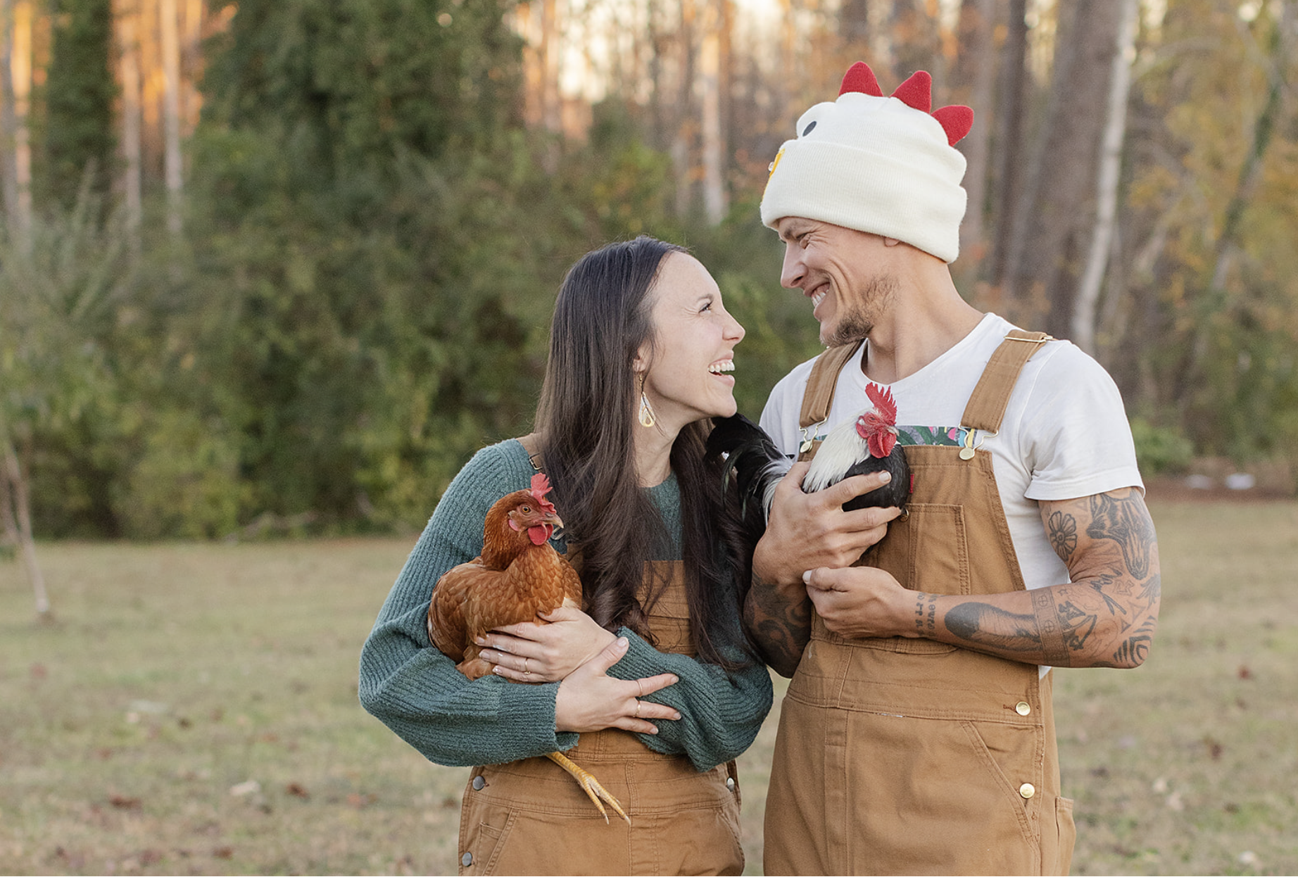 Owners of HVVN Farm with Chickens in Heathsville, VA