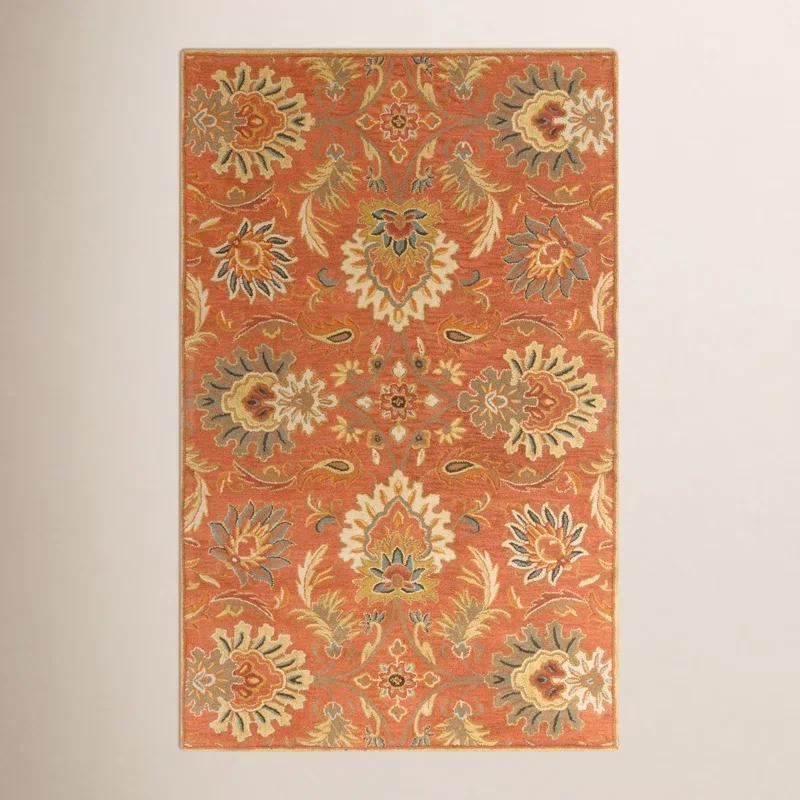 Aaron Hand Tufted Wool Terracotta/Orange/Dusty Sage Rug
