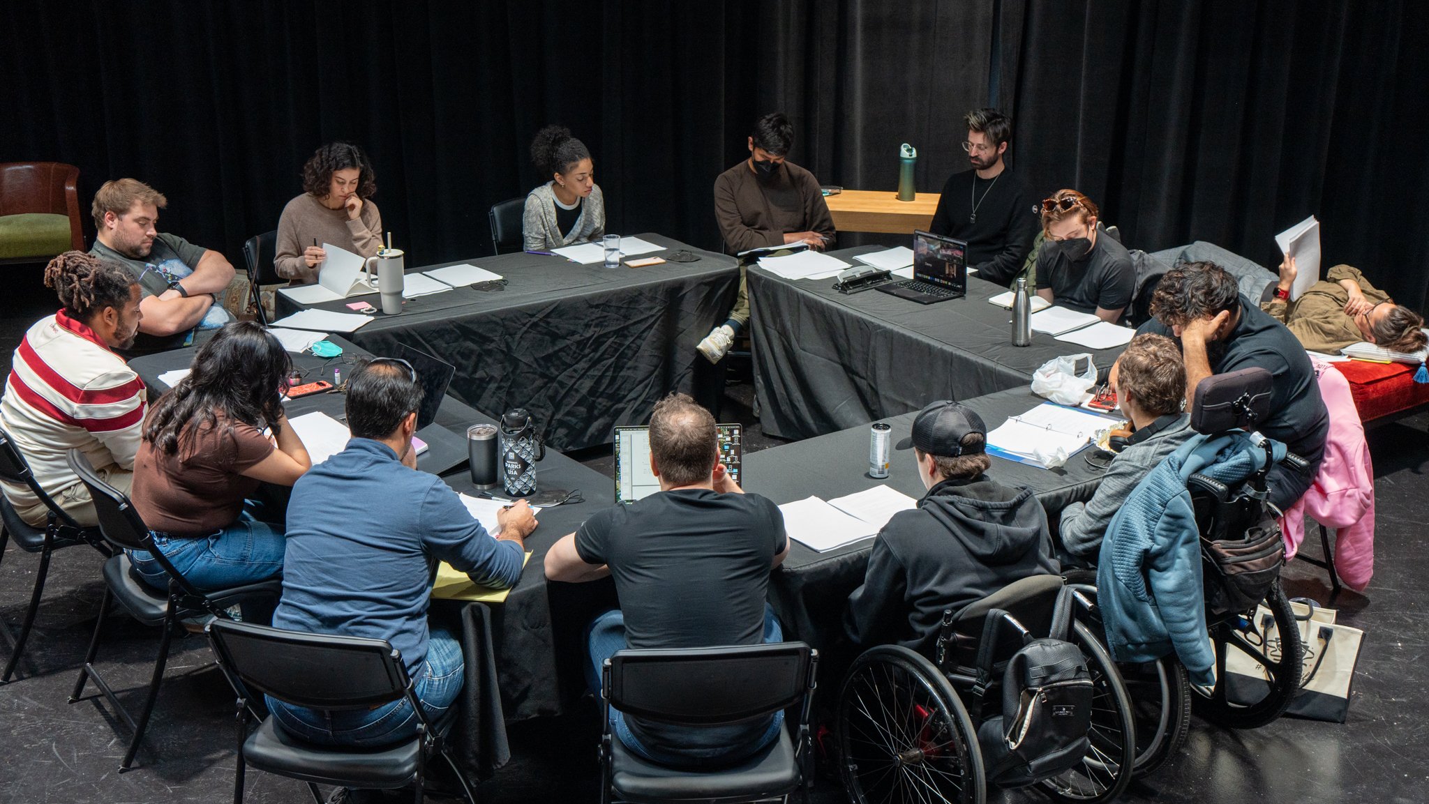 Room By The Sea’s cast and creatives with the AccessCollabs team running through a table read.