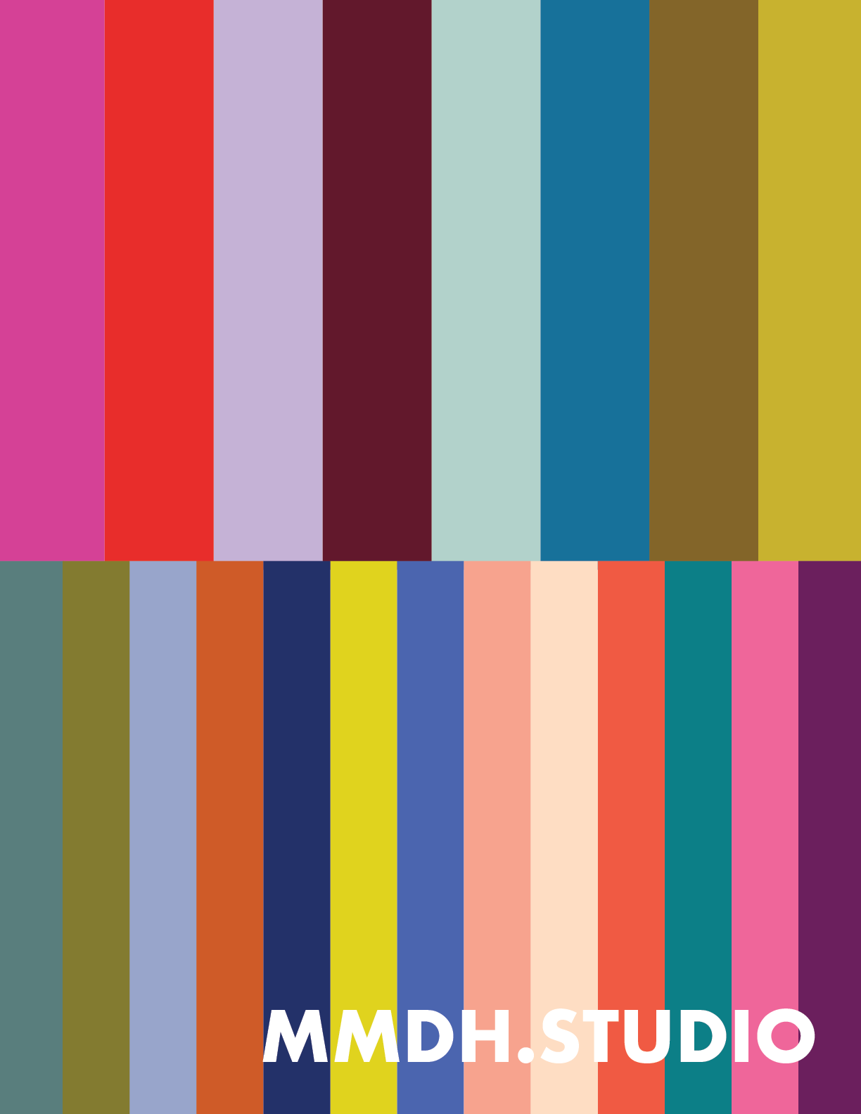 Colorful vertical stripes with the text 'MDH.STUDIO' at the bottom.