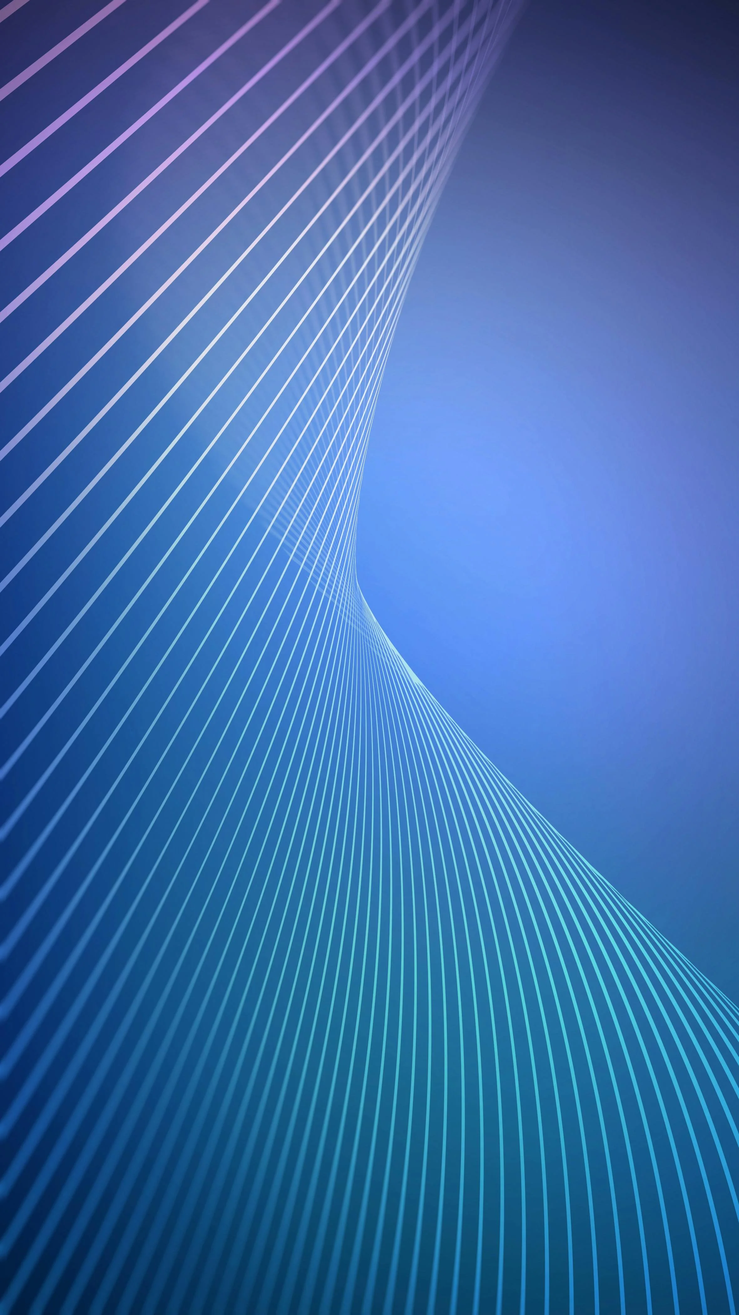 Abstract futuristic image featuring curved, parallel lines creating a tunnel-like effect on a blue background.